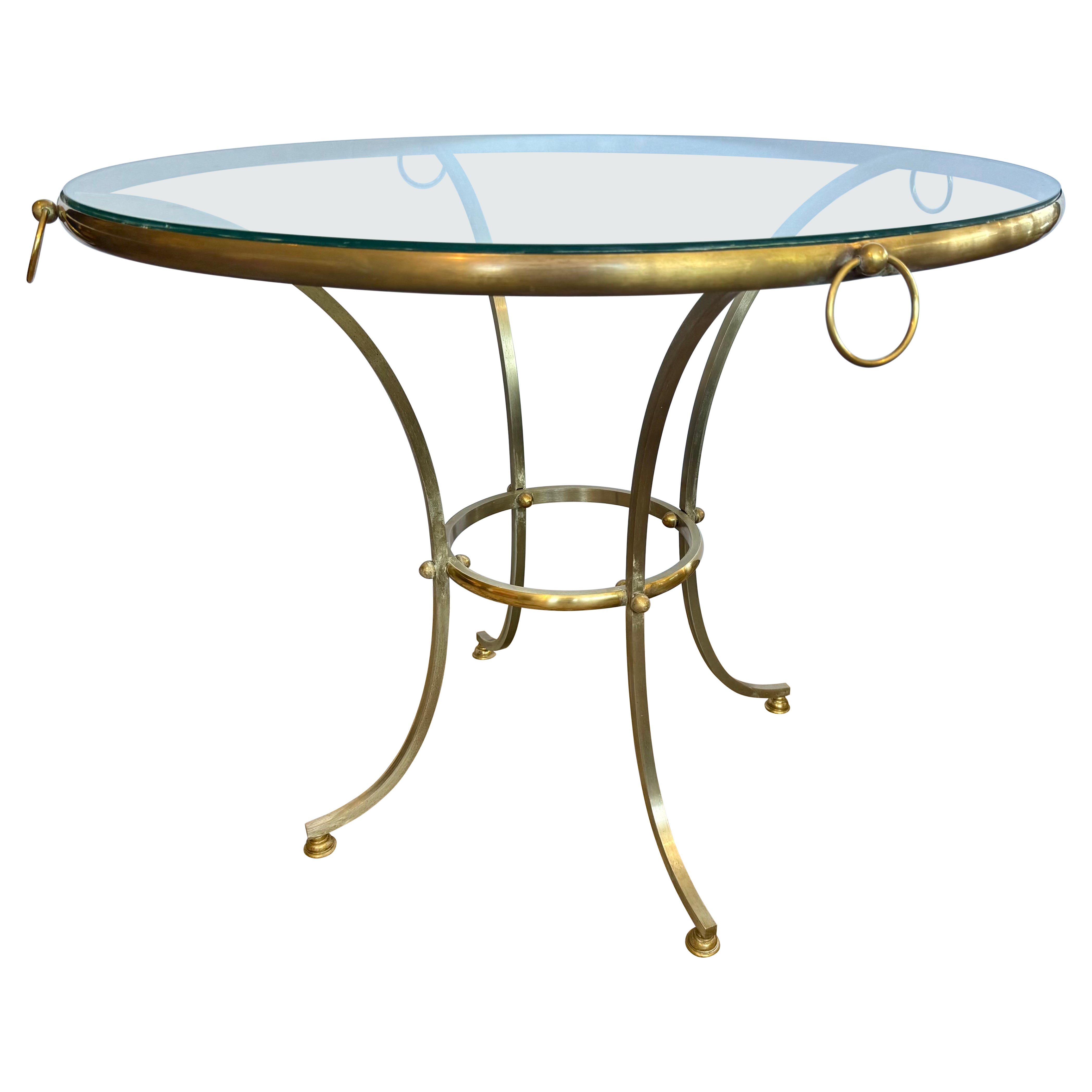 Rare Hollywood Regency Maison Jansen 1970s Foyer Center Round Table For Sale