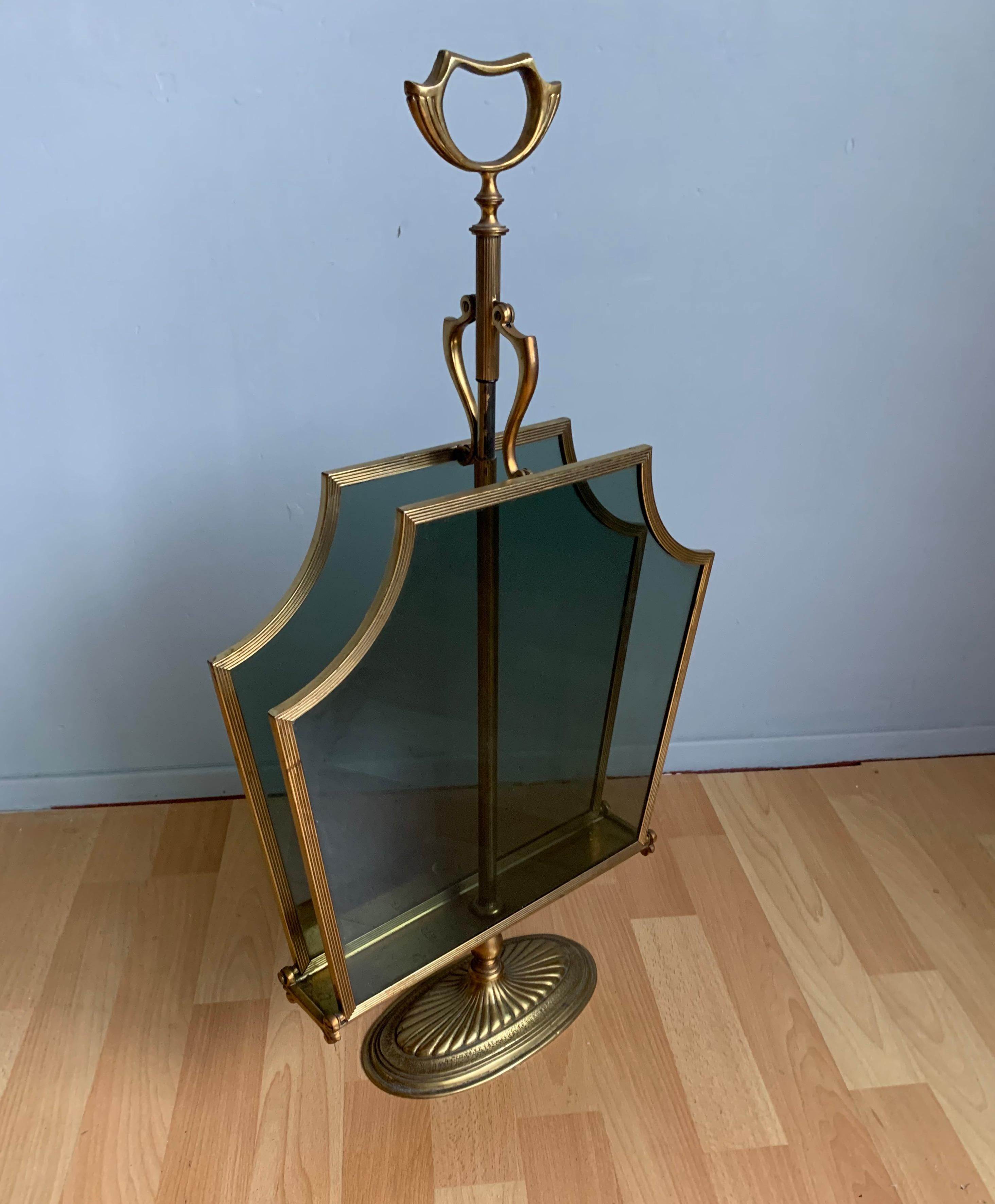Rare Hollywood Regency Style Bronze, Brass & Smoked Glass Magazine Rack or Stand For Sale 5