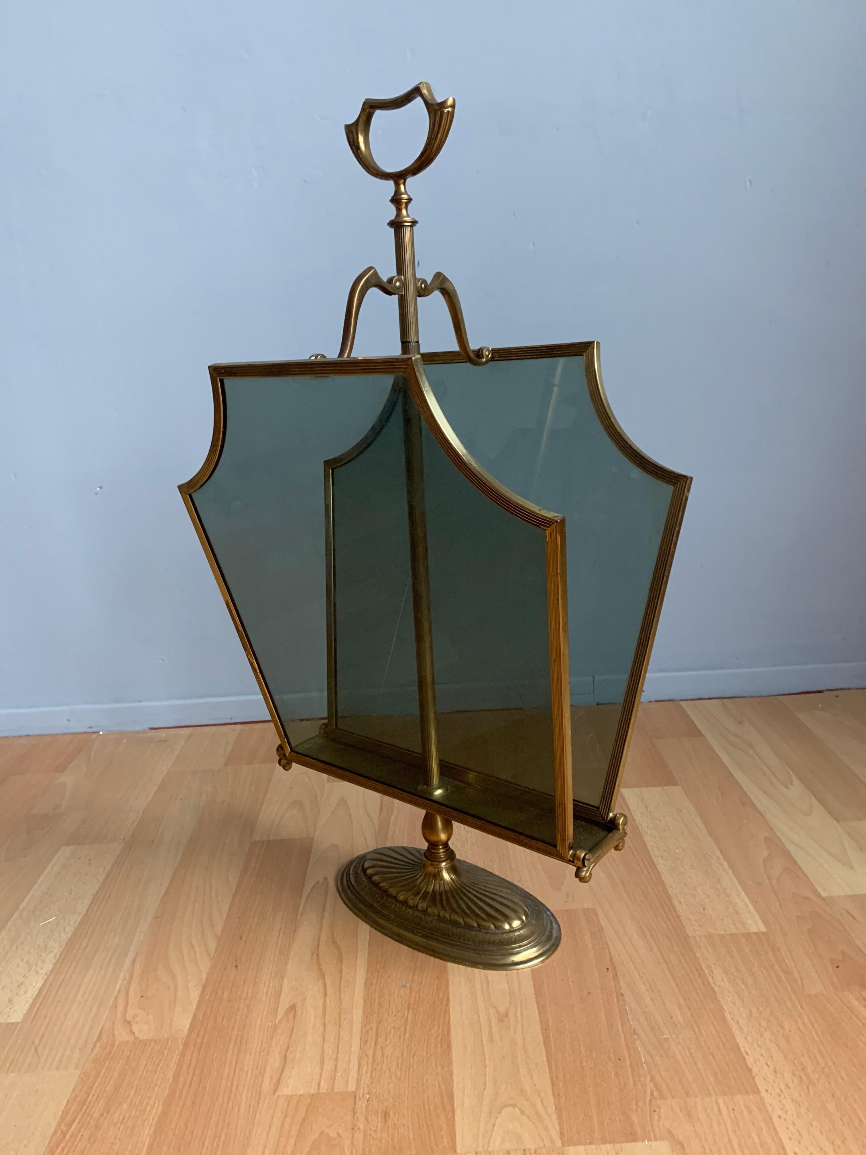 Rare Hollywood Regency Style Bronze, Brass & Smoked Glass Magazine Rack or Stand For Sale 7