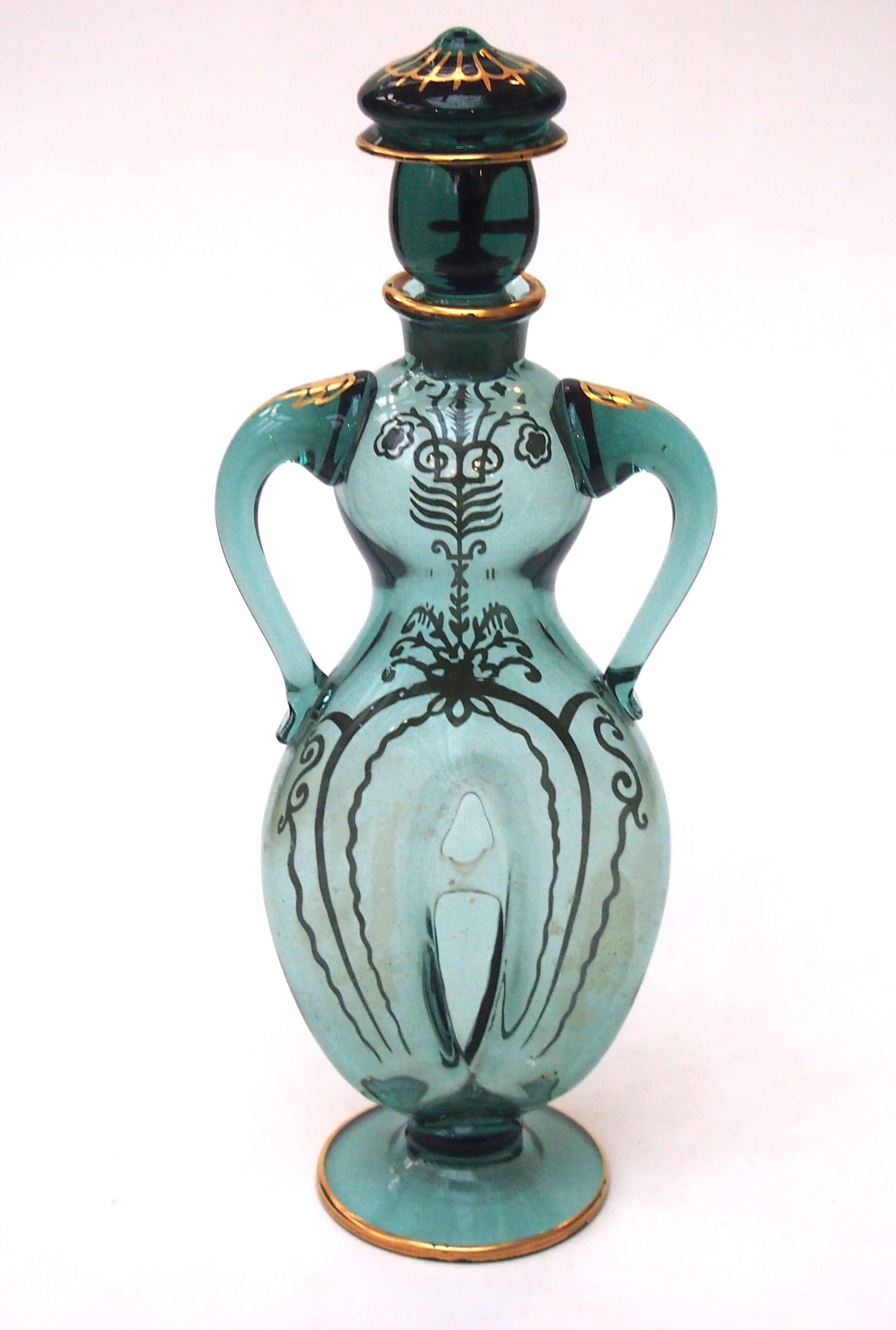 Art Déco Raro decanter figurato Holmegaard di Jacob Bang c1926 in vendita