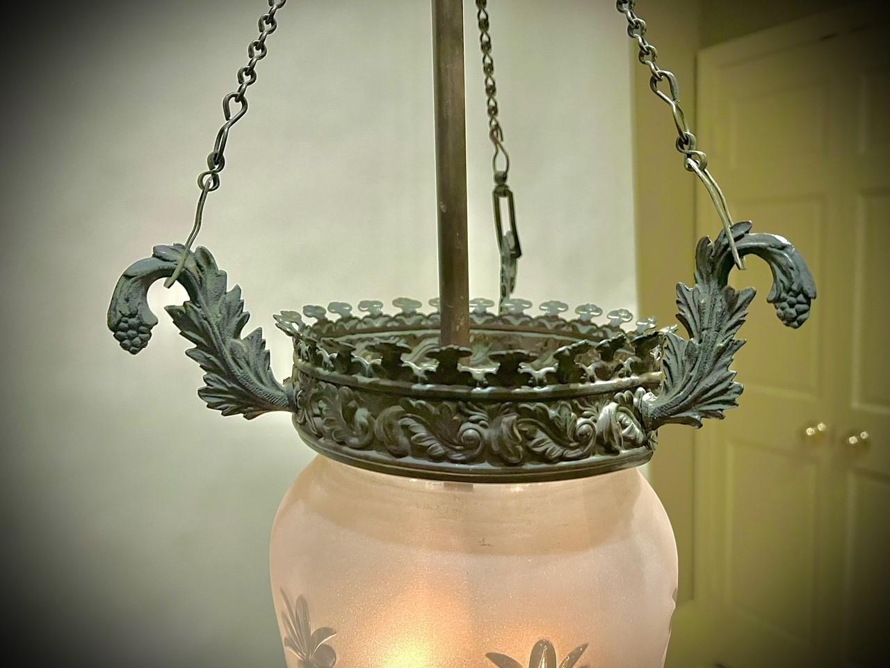 Etched Rare Hooper of Boston Empire Lantern, Circa: 1820