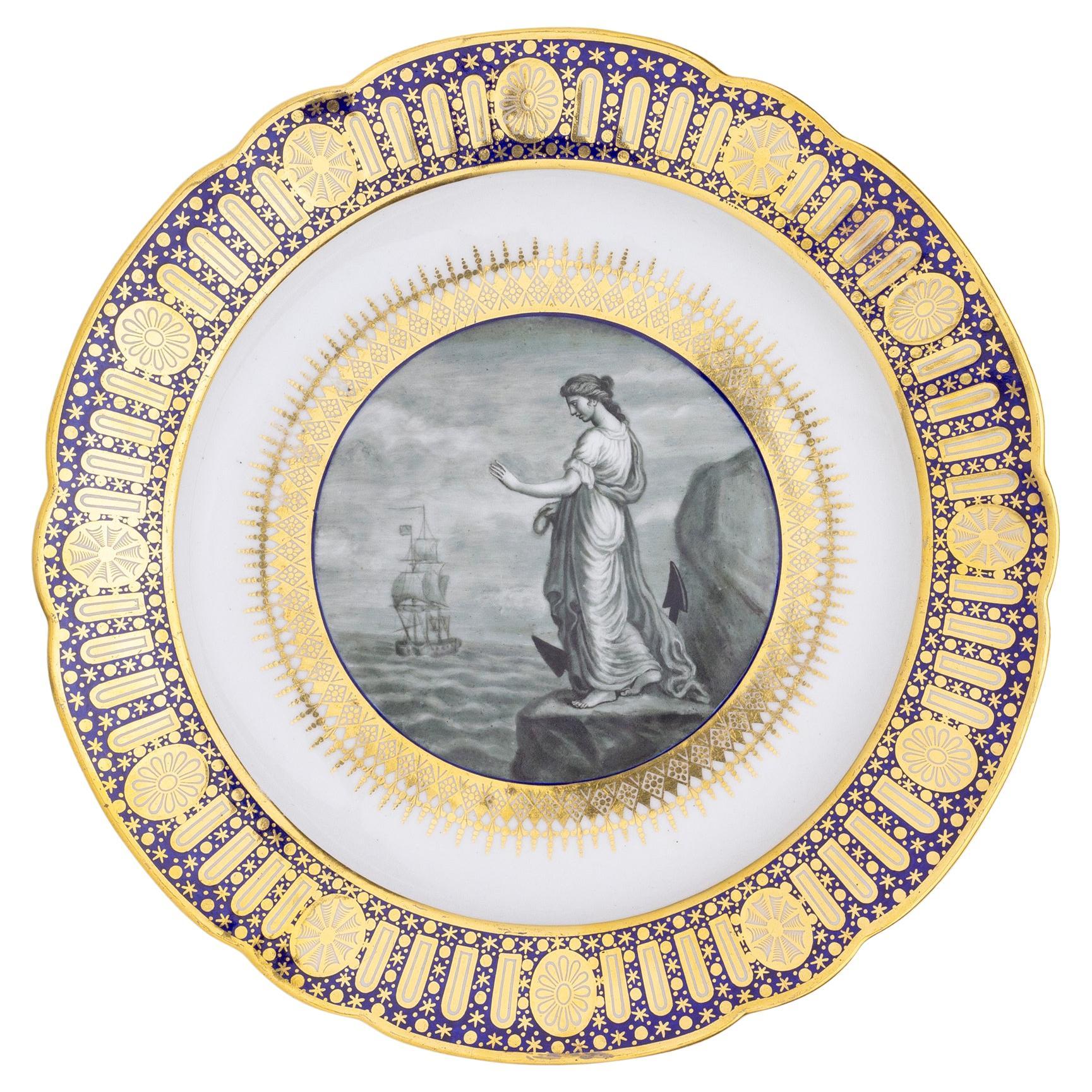 Rare 'Hope Service' Plate 18th Century Flight Worcester For Sale