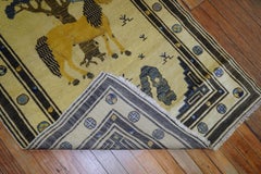 Rare Horse Antique Pictorial Mongolian Scatter Size Early 20th Century Rug