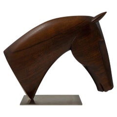 Rare sculpture de tête de cheval du Werkstatte Hagenauer Wien, circa 1930, sculptée en bois