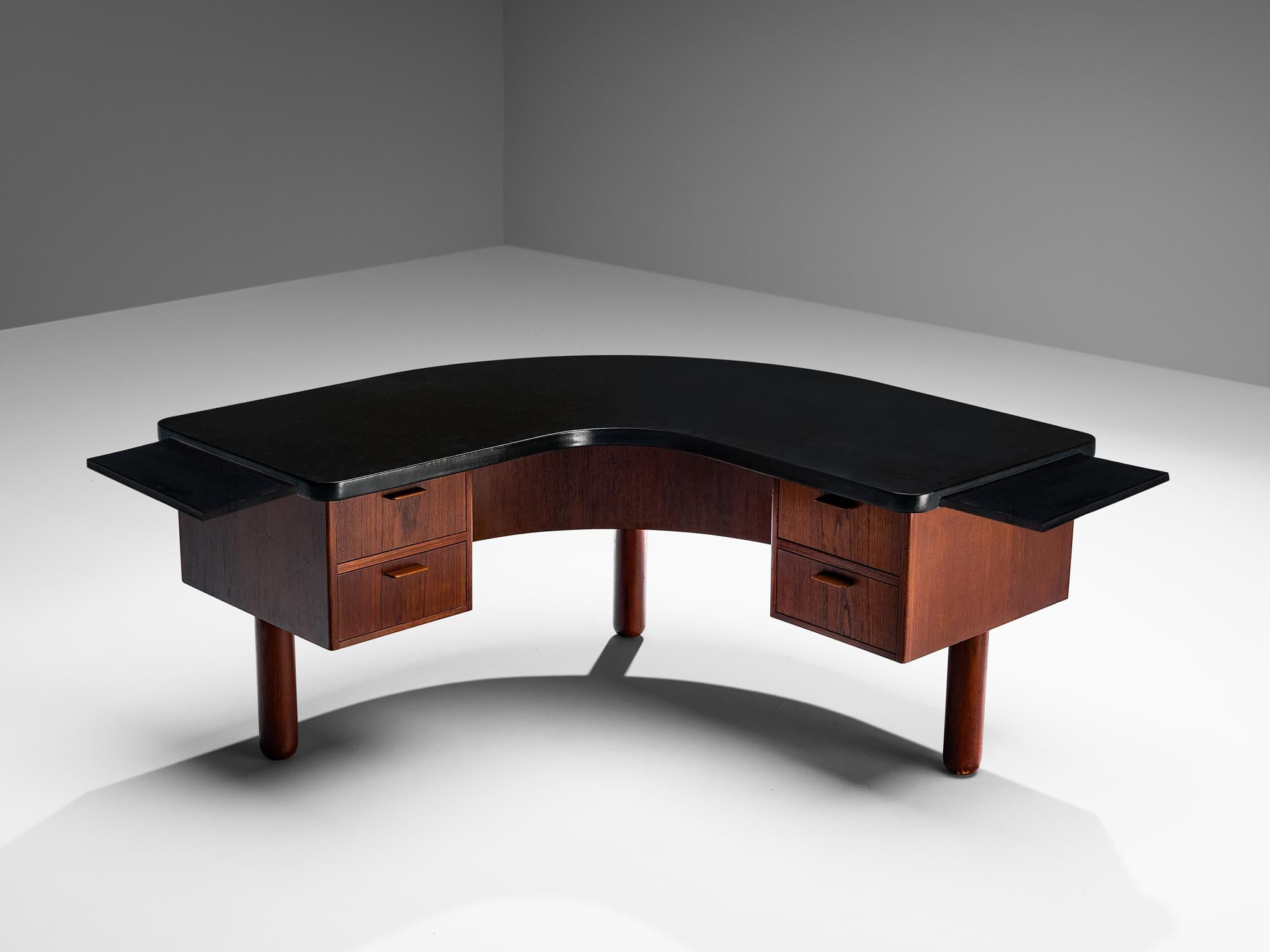 Rare Hos Wulff Free Standing Desk in Leather and Teak  For Sale 5
