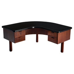Rare Hos Wulff Free Standing Desk in Leather and Teak