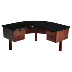 Rare Hos Wulff Free Standing Desk in Leather and Teak 