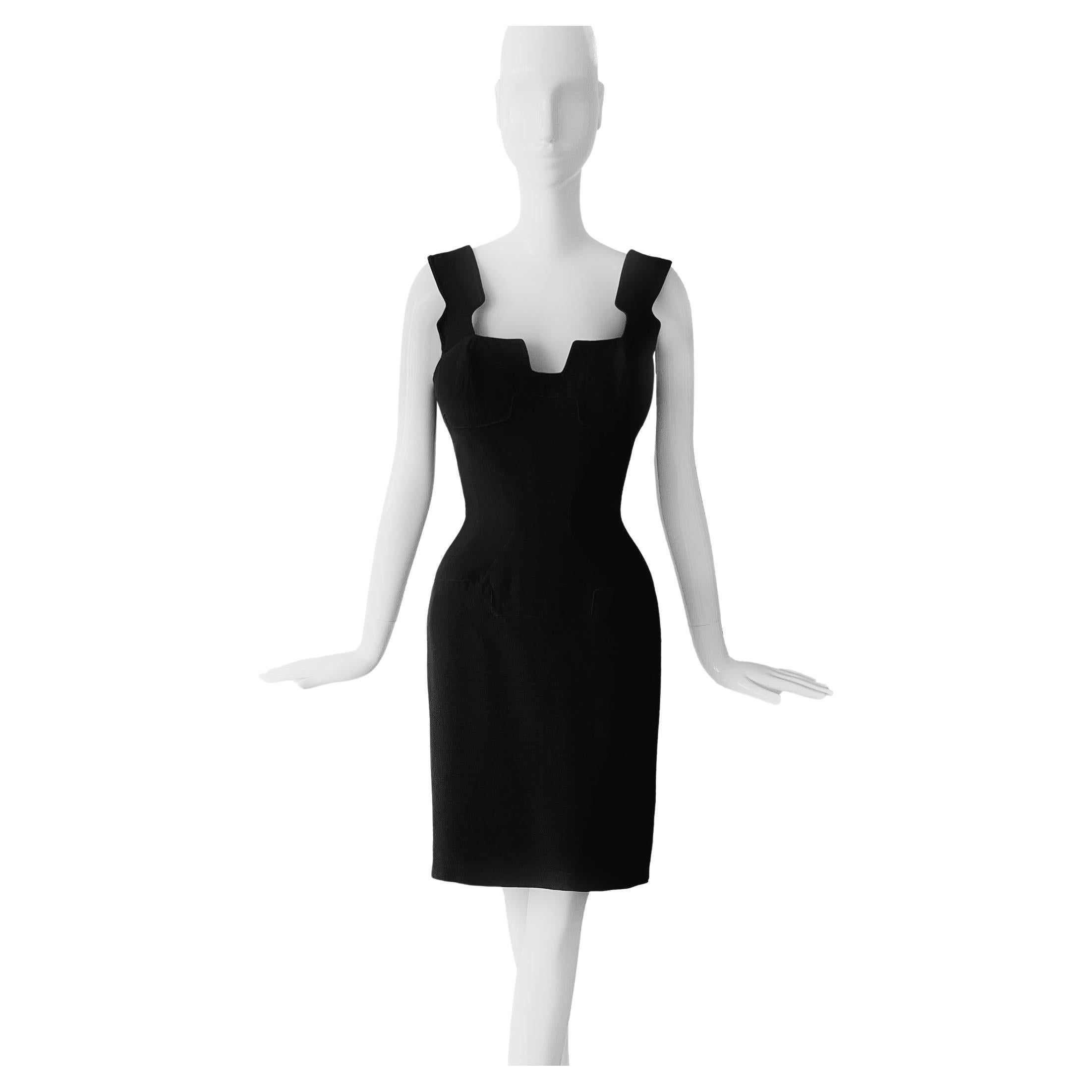 Rare Hot Thierry Mugler Dress SS1994 iconic Black Dress For Sale at 1stDibs