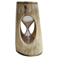 Rare Hourglass Egg Timer Designed by Carl Aubock in Natural Horn, Austria 1950