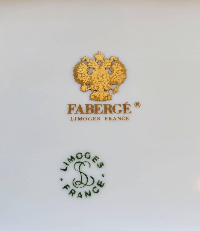 French Rare House of Fabergé & Limoges France Porcelain Tray For Sale