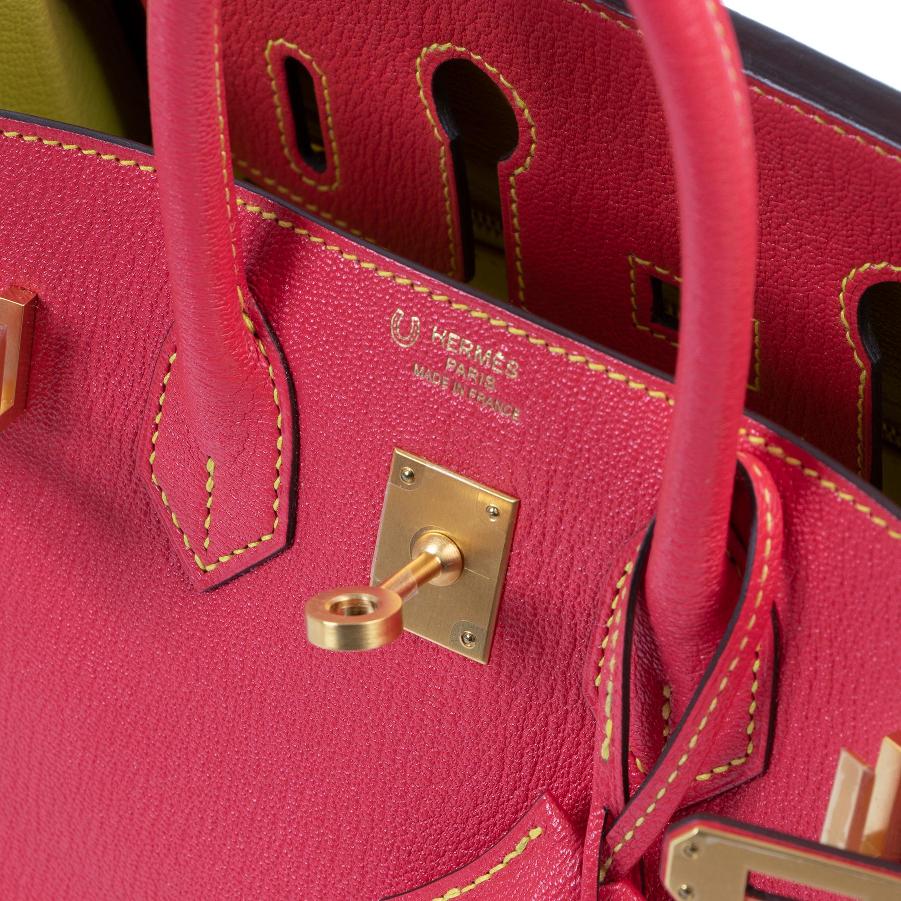*RARE HSS* Hermès Birkin 25 HSS Chèvre Bougainvillier/ Lime Interior GHW 1