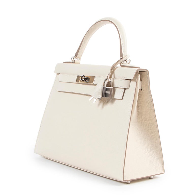 Hermes Kelly 28 Sellier Ostrich Gris Perle