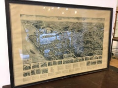 Rare Hudson New York Aerial Map, 1923