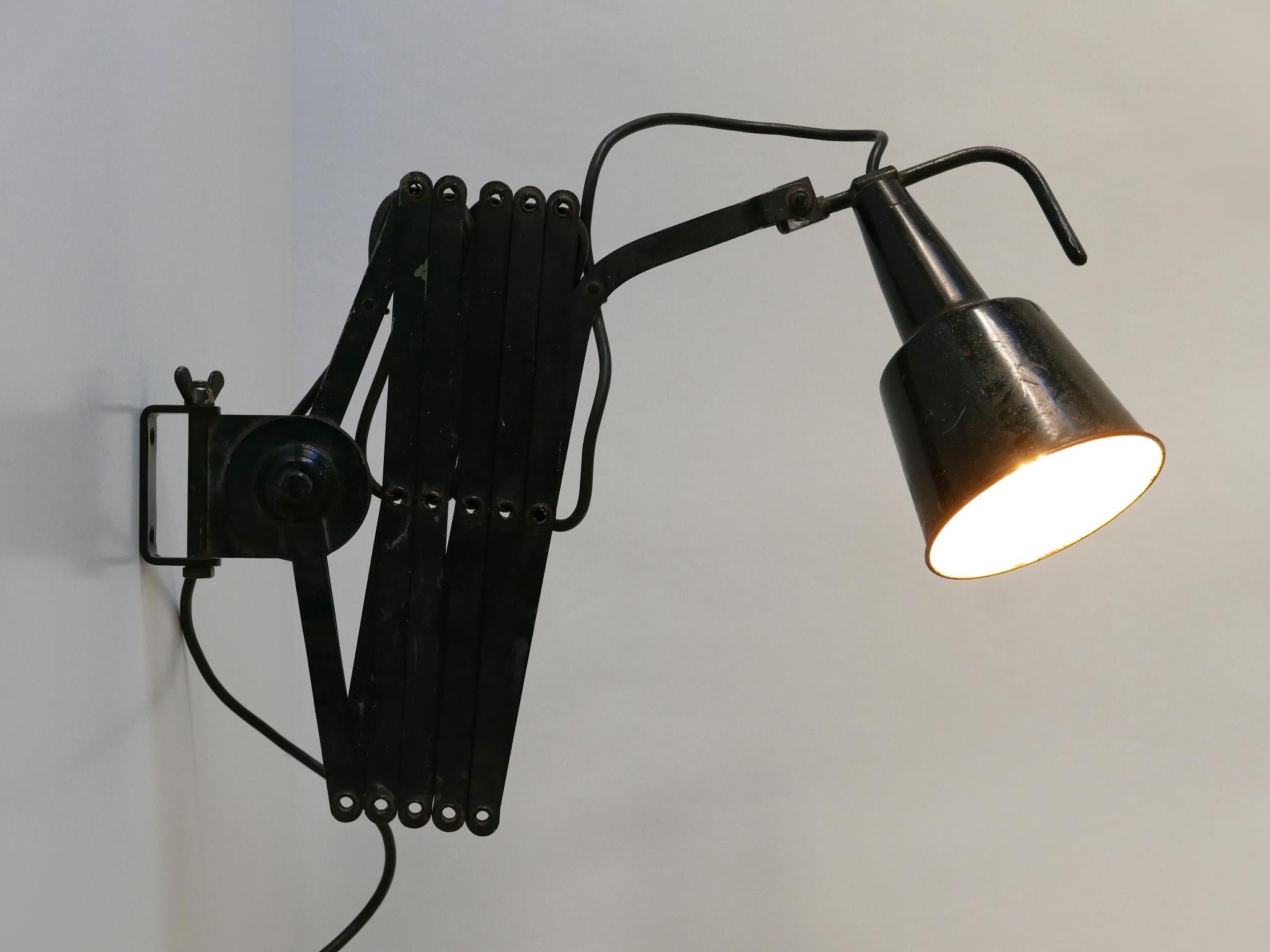 Rare & Huge Adjustable Bauhaus Scissor Wall Lamp by Wilhelm Bäder Germany 1930s For Sale 5