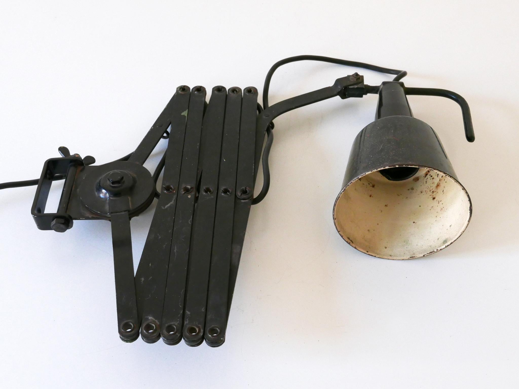 Rare & Huge Adjustable Bauhaus Scissor Wall Lamp by Wilhelm Bäder Germany 1930s For Sale 6
