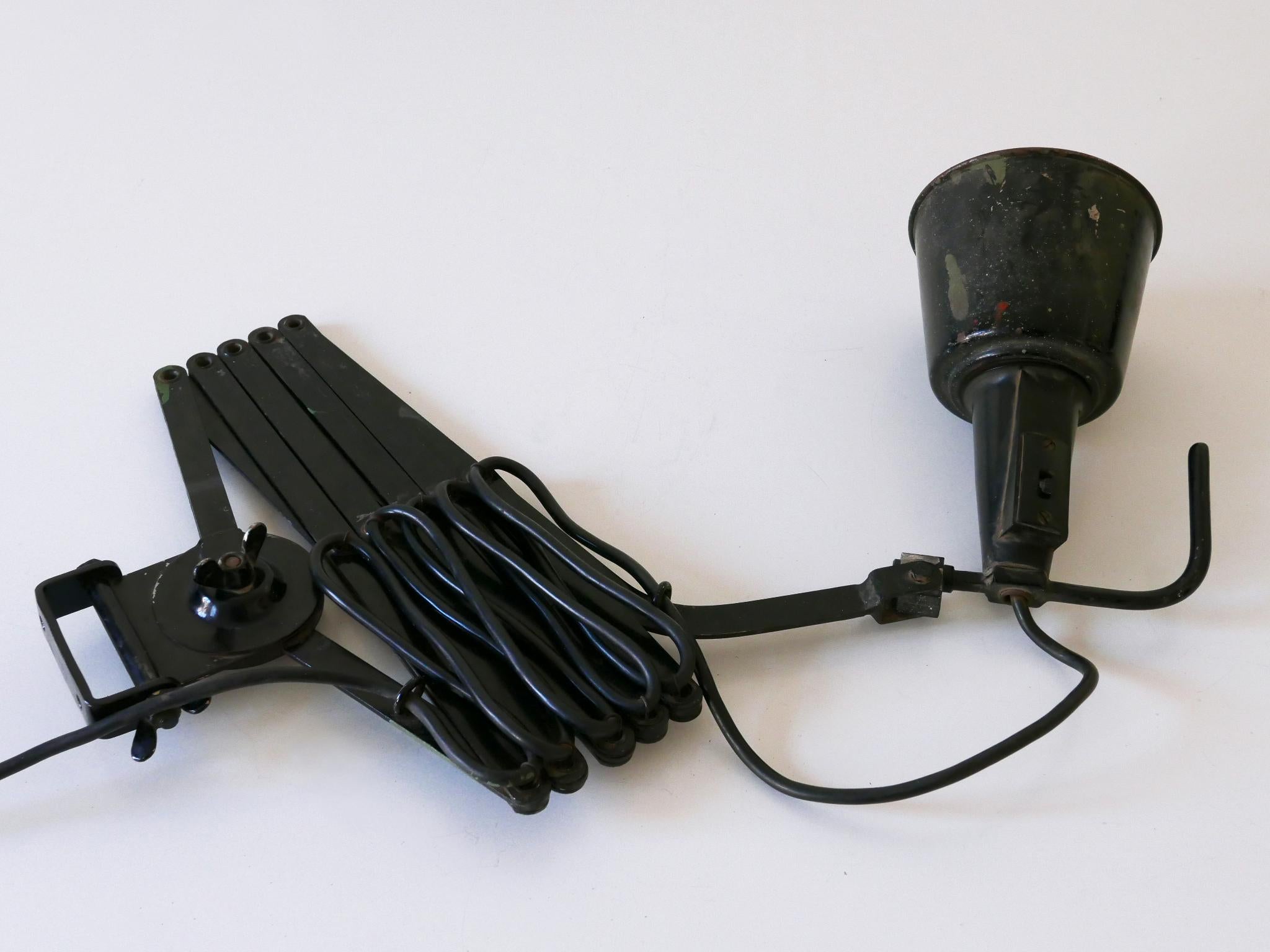 Rare & Huge Adjustable Bauhaus Scissor Wall Lamp by Wilhelm Bäder Germany 1930s For Sale 7