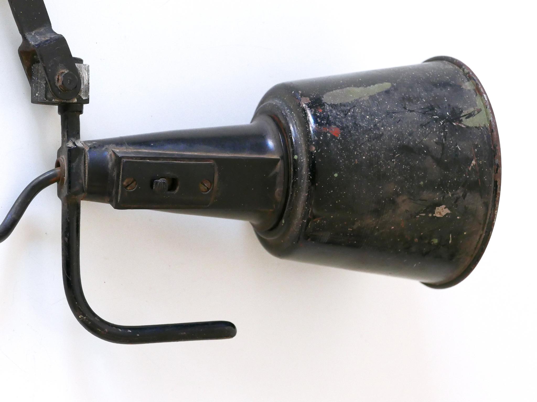 Rare & Huge Adjustable Bauhaus Scissor Wall Lamp by Wilhelm Bäder Germany 1930s For Sale 9