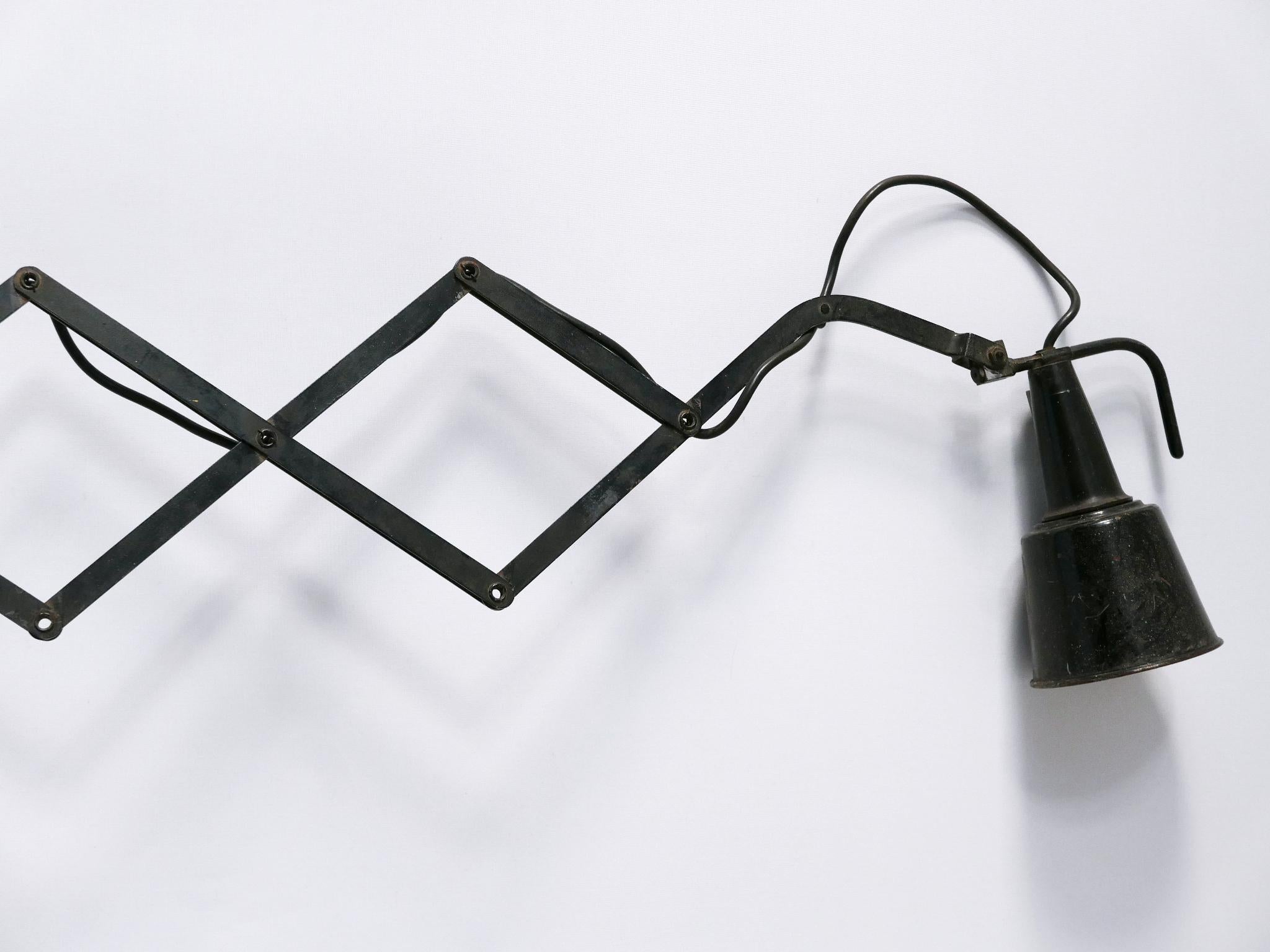 Enameled Rare & Huge Adjustable Bauhaus Scissor Wall Lamp by Wilhelm Bäder Germany 1930s For Sale