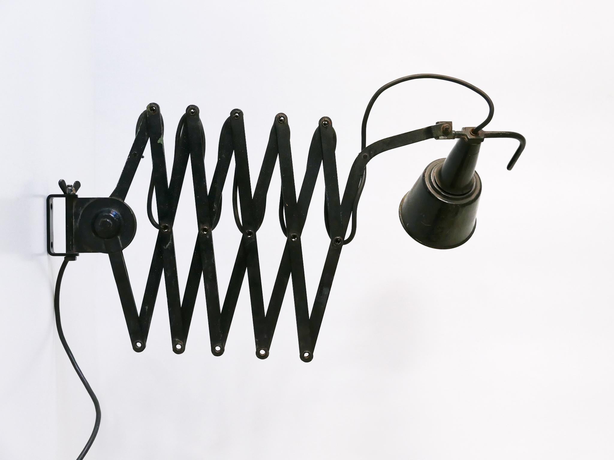 Mid-20th Century Rare & Huge Adjustable Bauhaus Scissor Wall Lamp by Wilhelm Bäder Germany 1930s For Sale