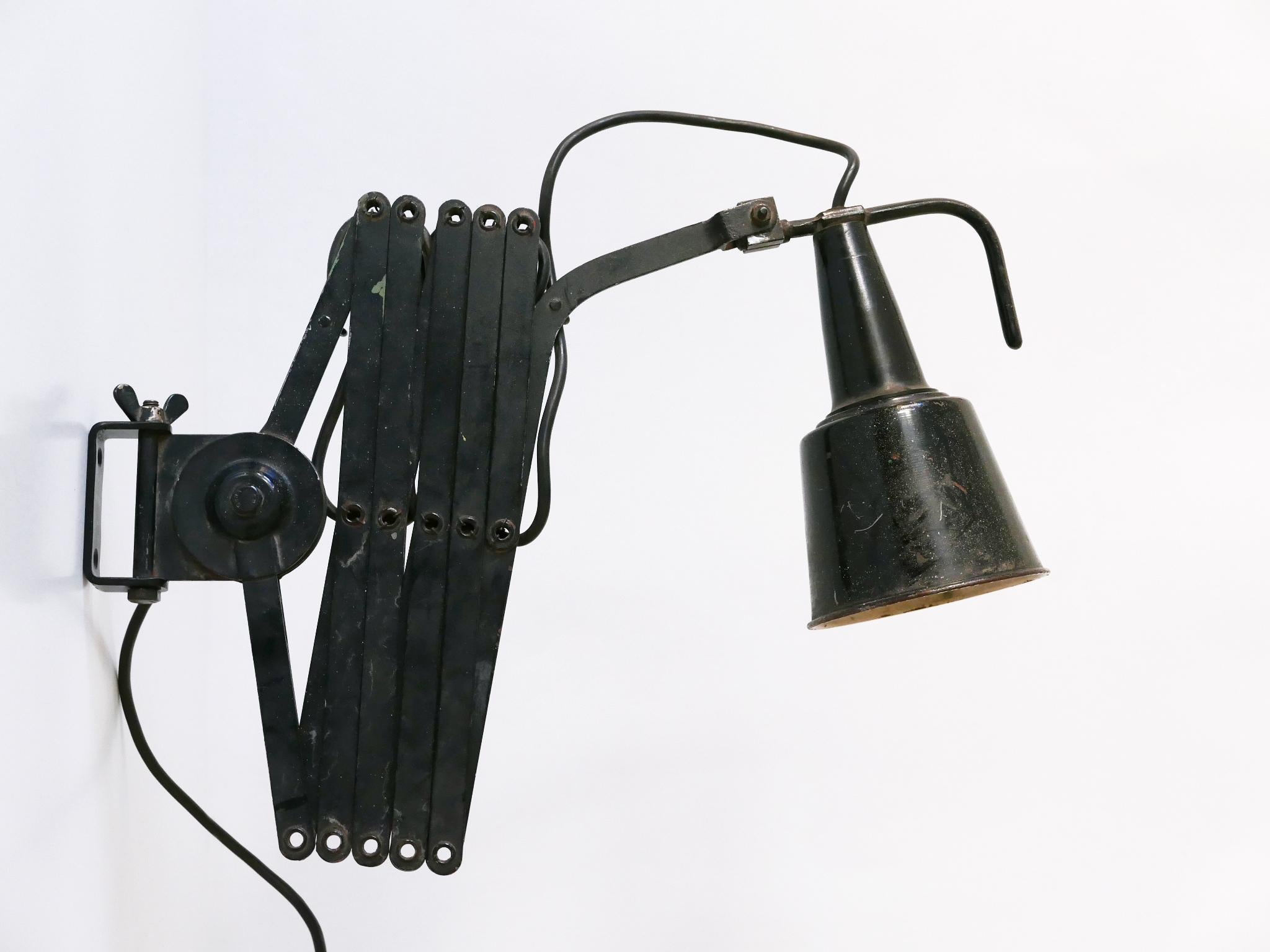 Rare & Huge Adjustable Bauhaus Scissor Wall Lamp by Wilhelm Bäder Germany 1930s For Sale 1