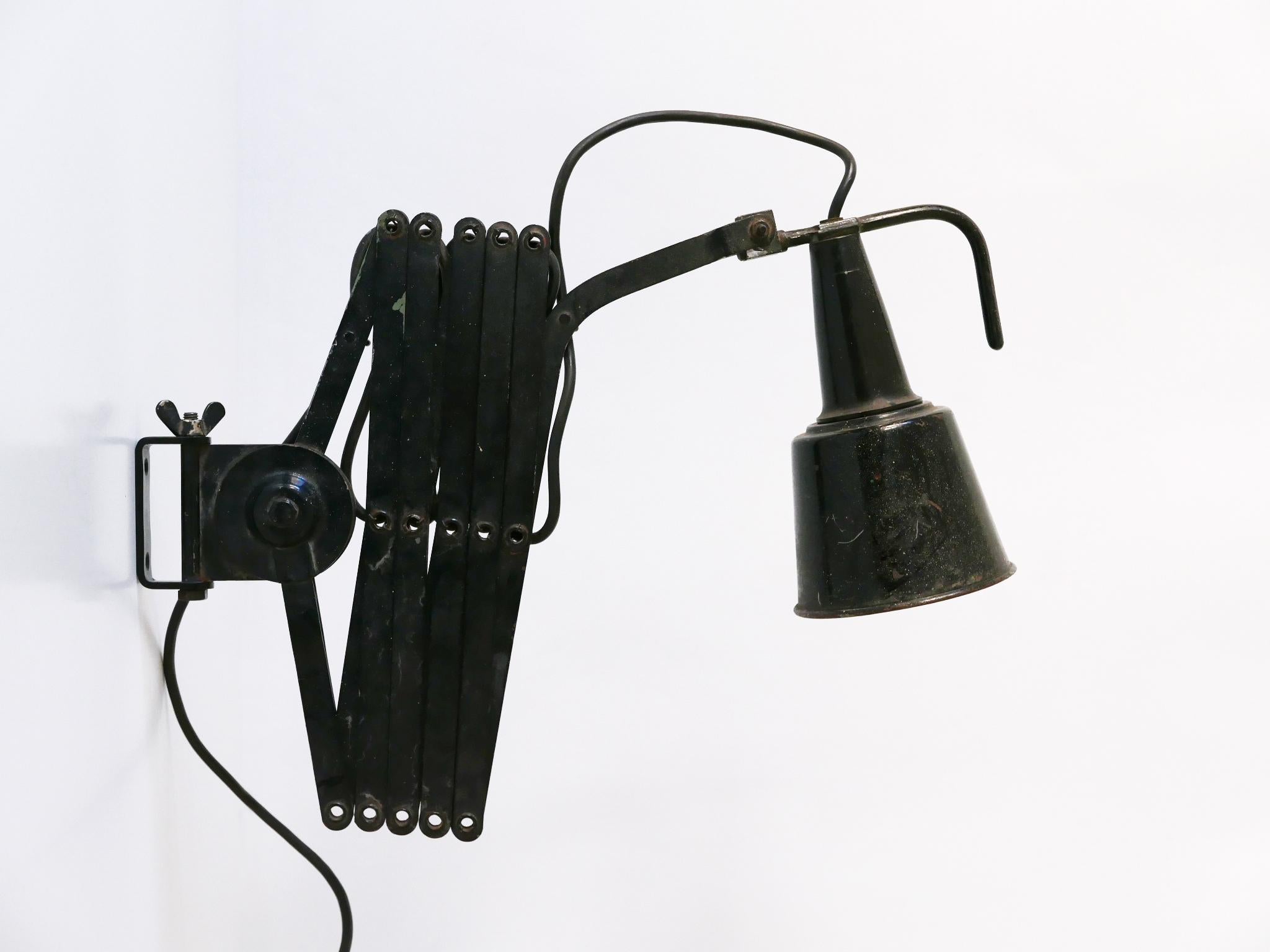 Rare & Huge Adjustable Bauhaus Scissor Wall Lamp by Wilhelm Bäder Germany 1930s For Sale 2