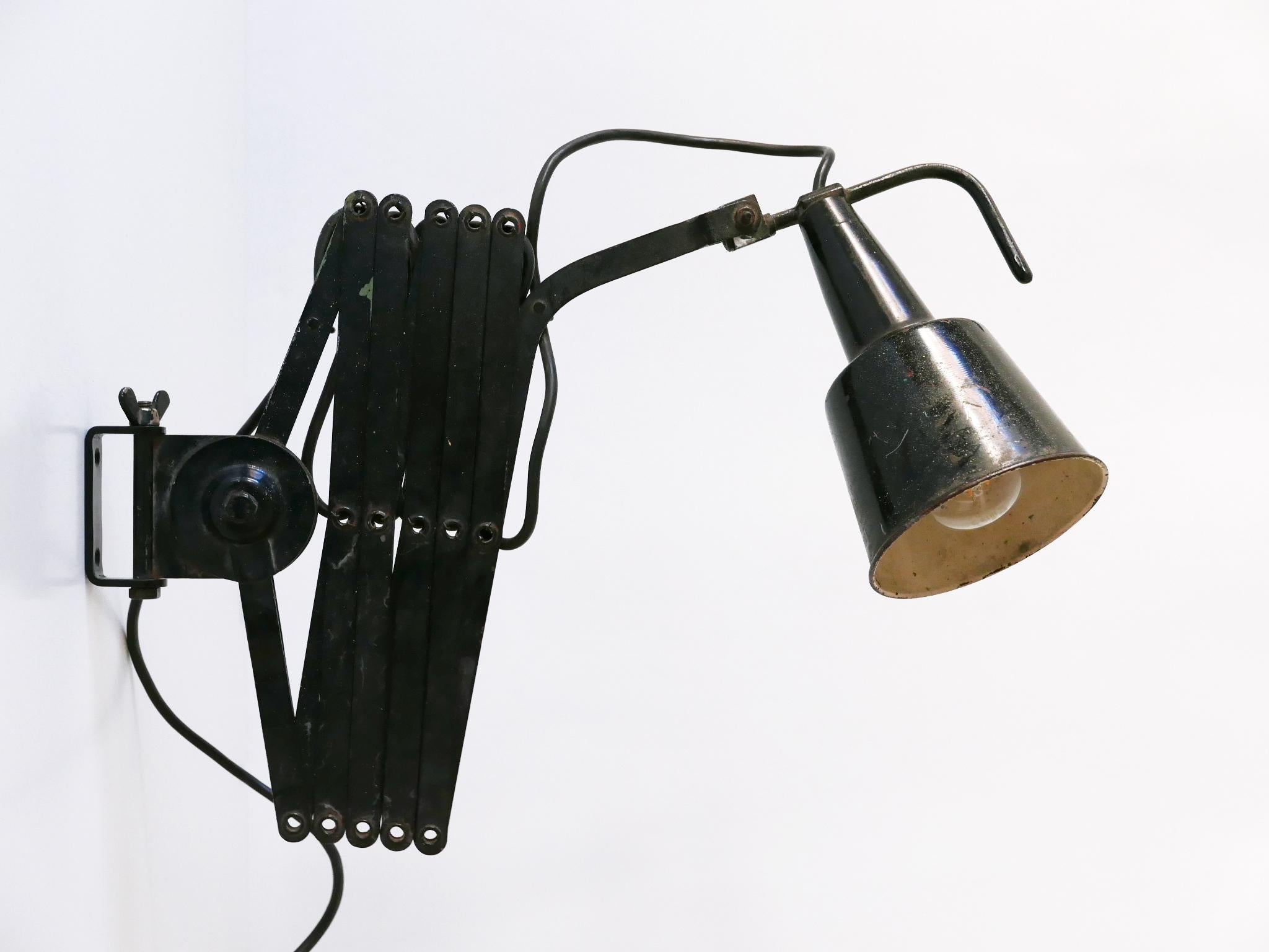 Rare & Huge Adjustable Bauhaus Scissor Wall Lamp by Wilhelm Bäder Germany 1930s For Sale 3
