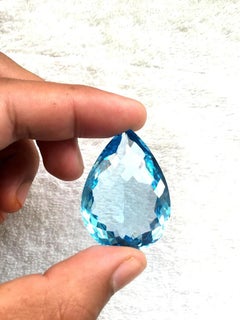 Rare Huge Blue Topaz Pear Faceted Stone Natural Loose Gemstone