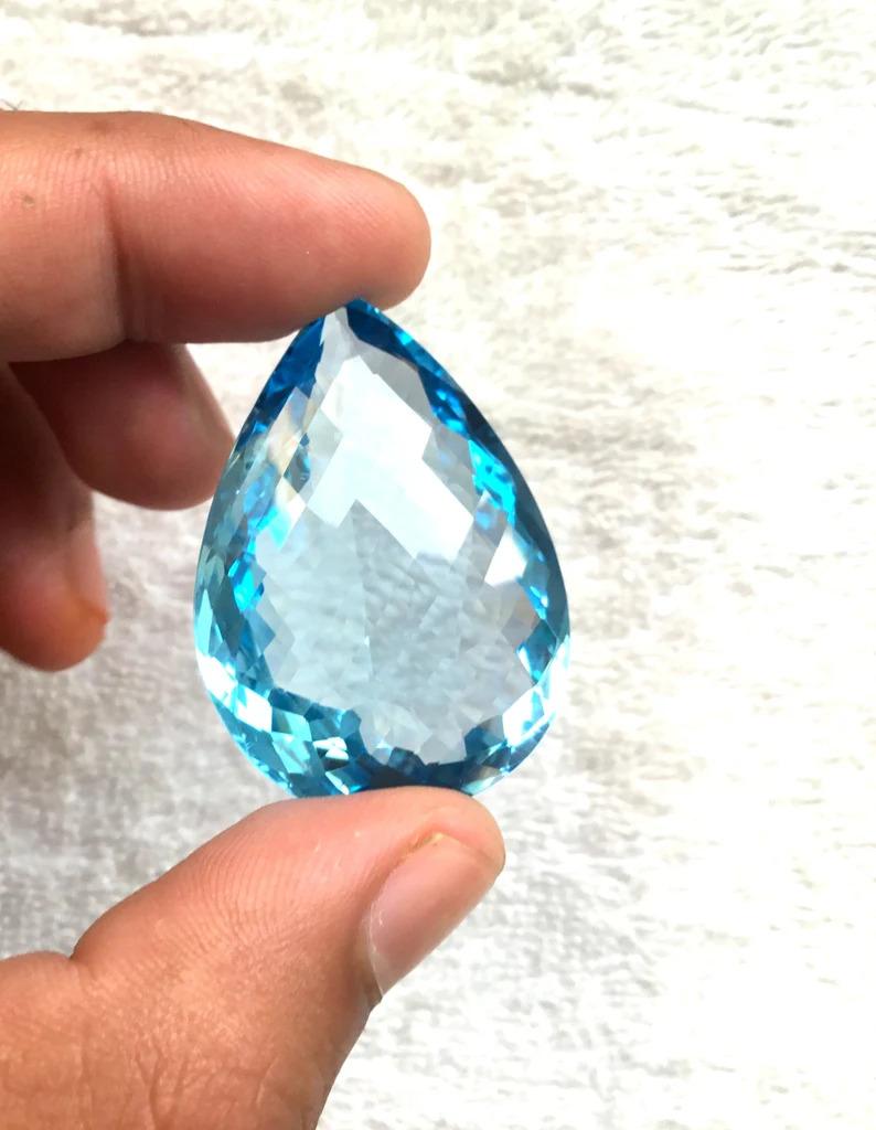 Pear Cut Rare Huge Blue Topaz Pear Faceted Stone Natural Loose Gemstone For Sale