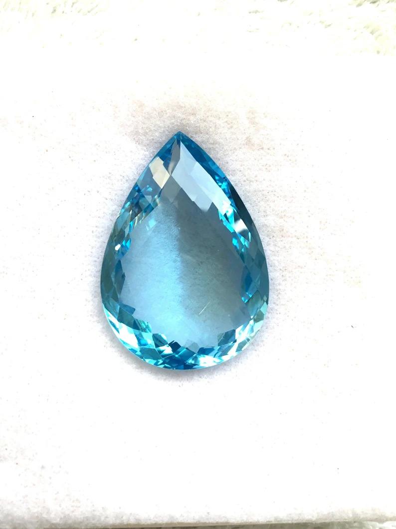 Rare Huge Blue Topaz Pear Faceted Stone Natural Loose Gemstone In New Condition For Sale In Jaipur, RJ