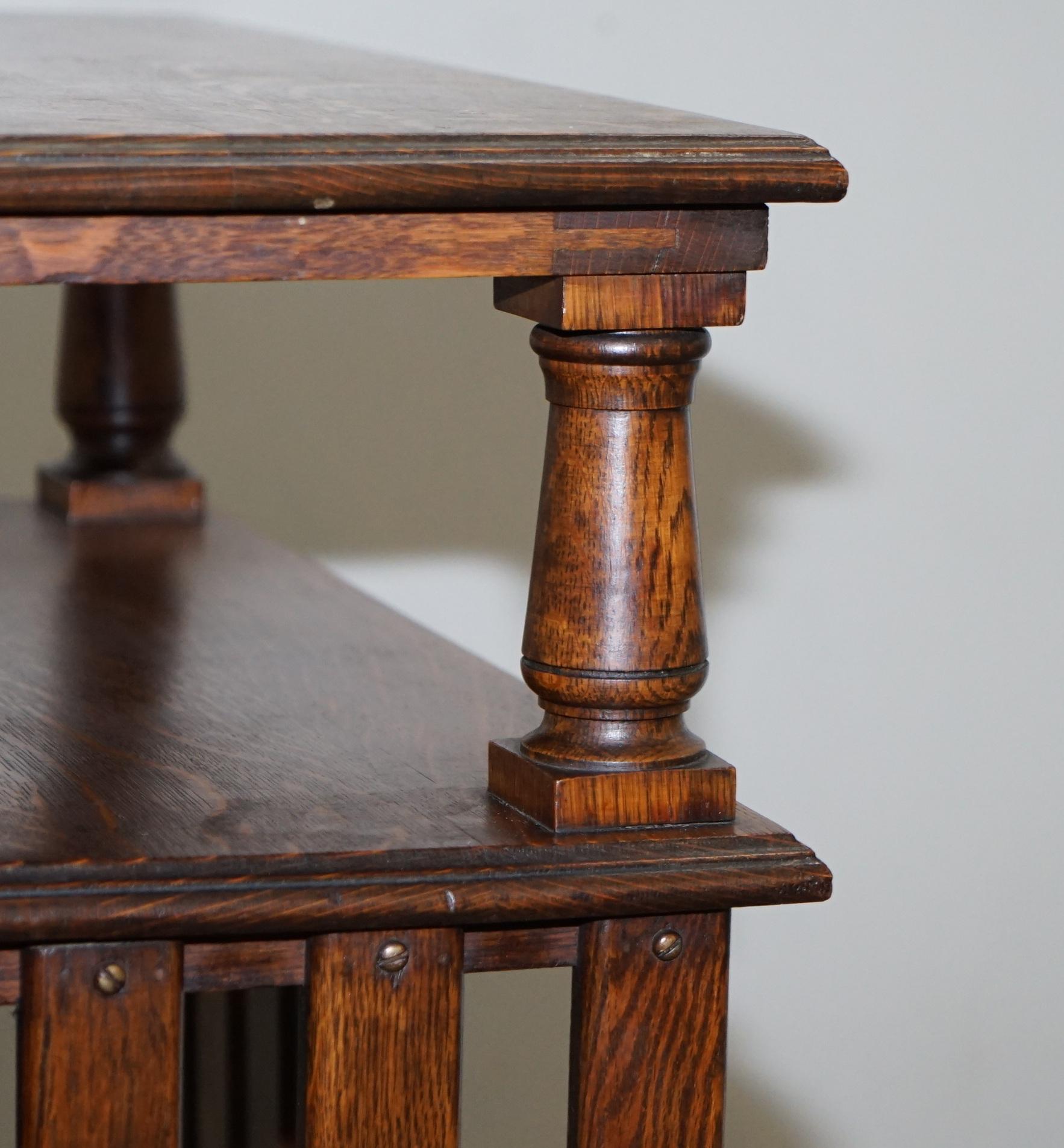 Rare Huge English Oak circa 1890 Victorian Antique Revolving Library Bookcase In Good Condition In West Sussex, Pulborough