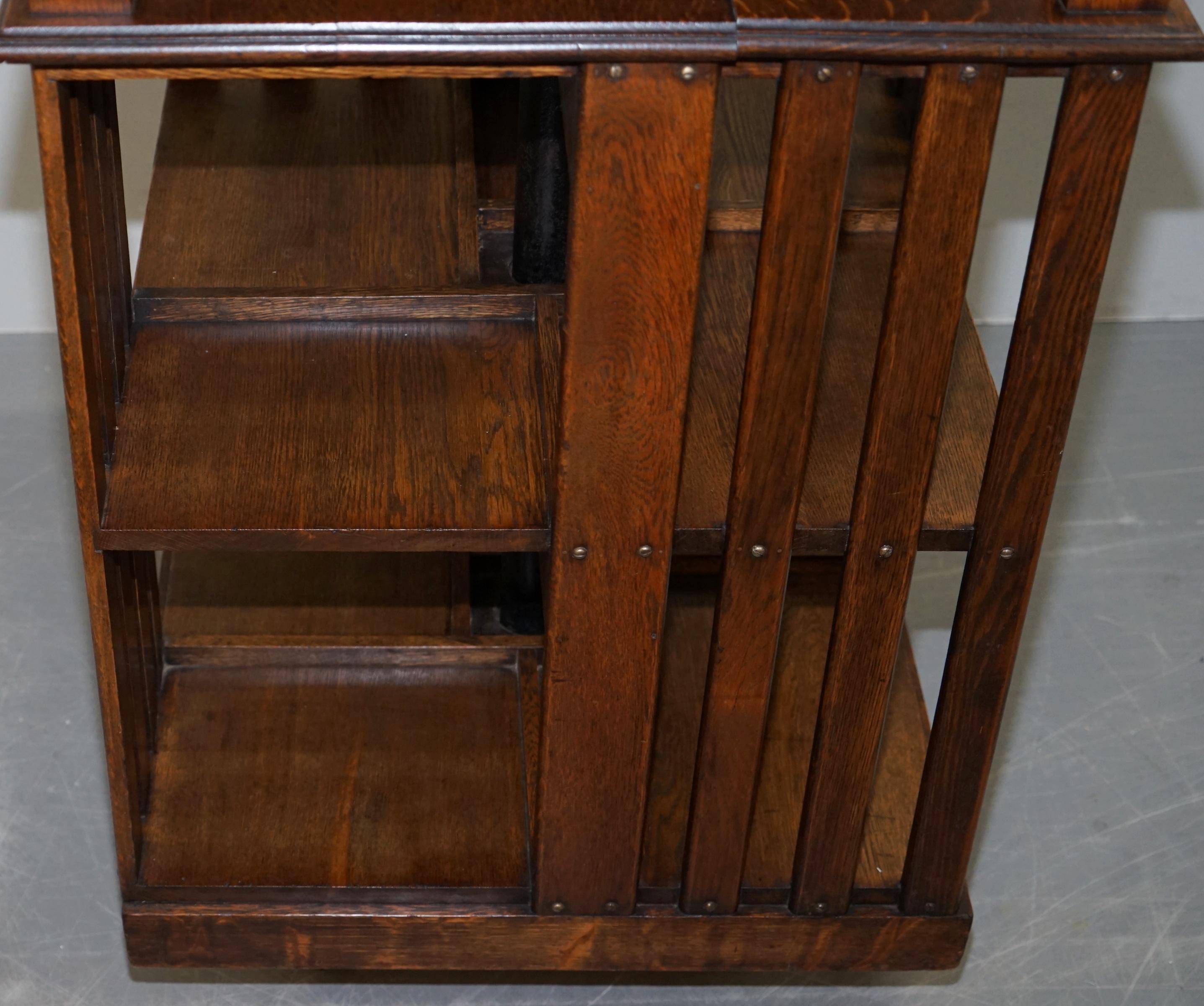 Late 19th Century Rare Huge English Oak circa 1890 Victorian Antique Revolving Library Bookcase