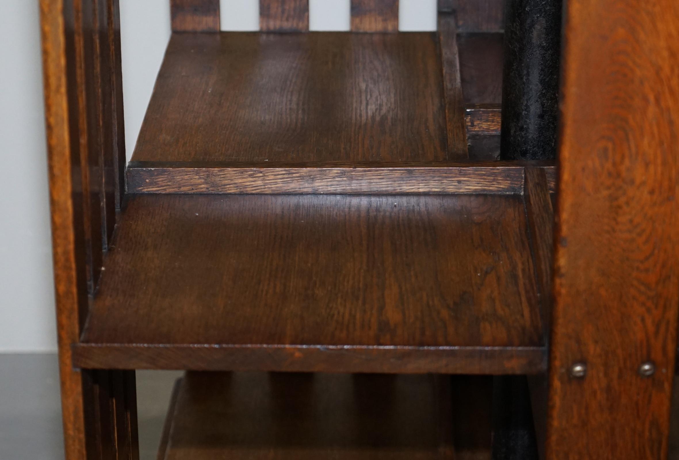 Rare Huge English Oak circa 1890 Victorian Antique Revolving Library Bookcase 1