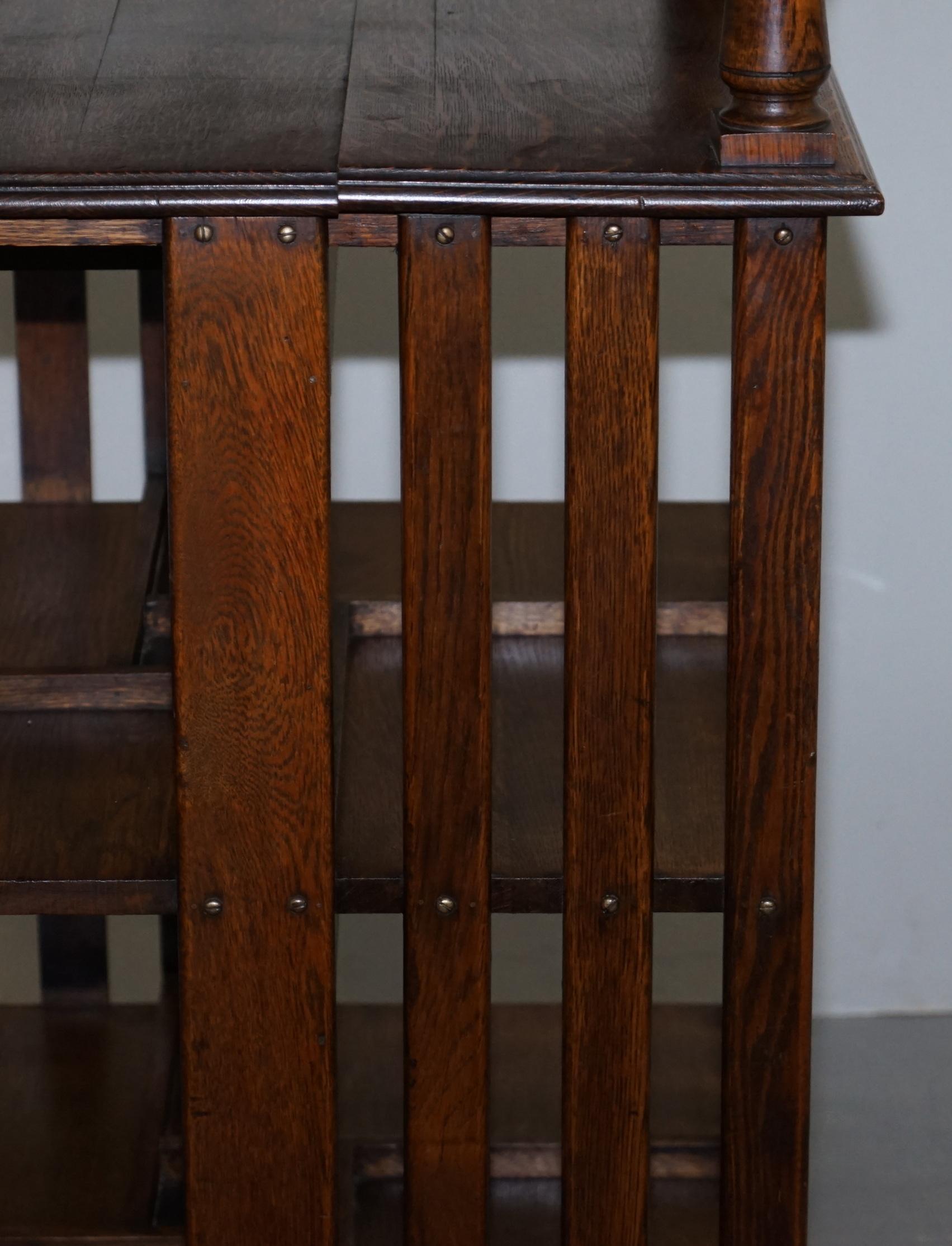 Rare Huge English Oak circa 1890 Victorian Antique Revolving Library Bookcase 2