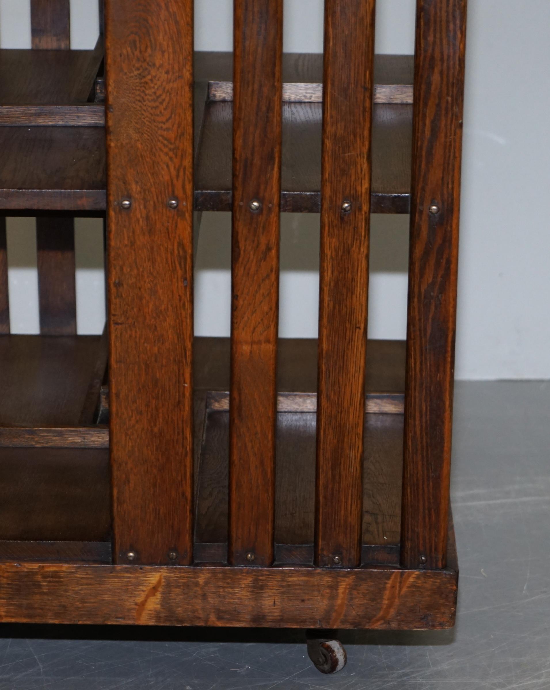 Rare Huge English Oak circa 1890 Victorian Antique Revolving Library Bookcase 3