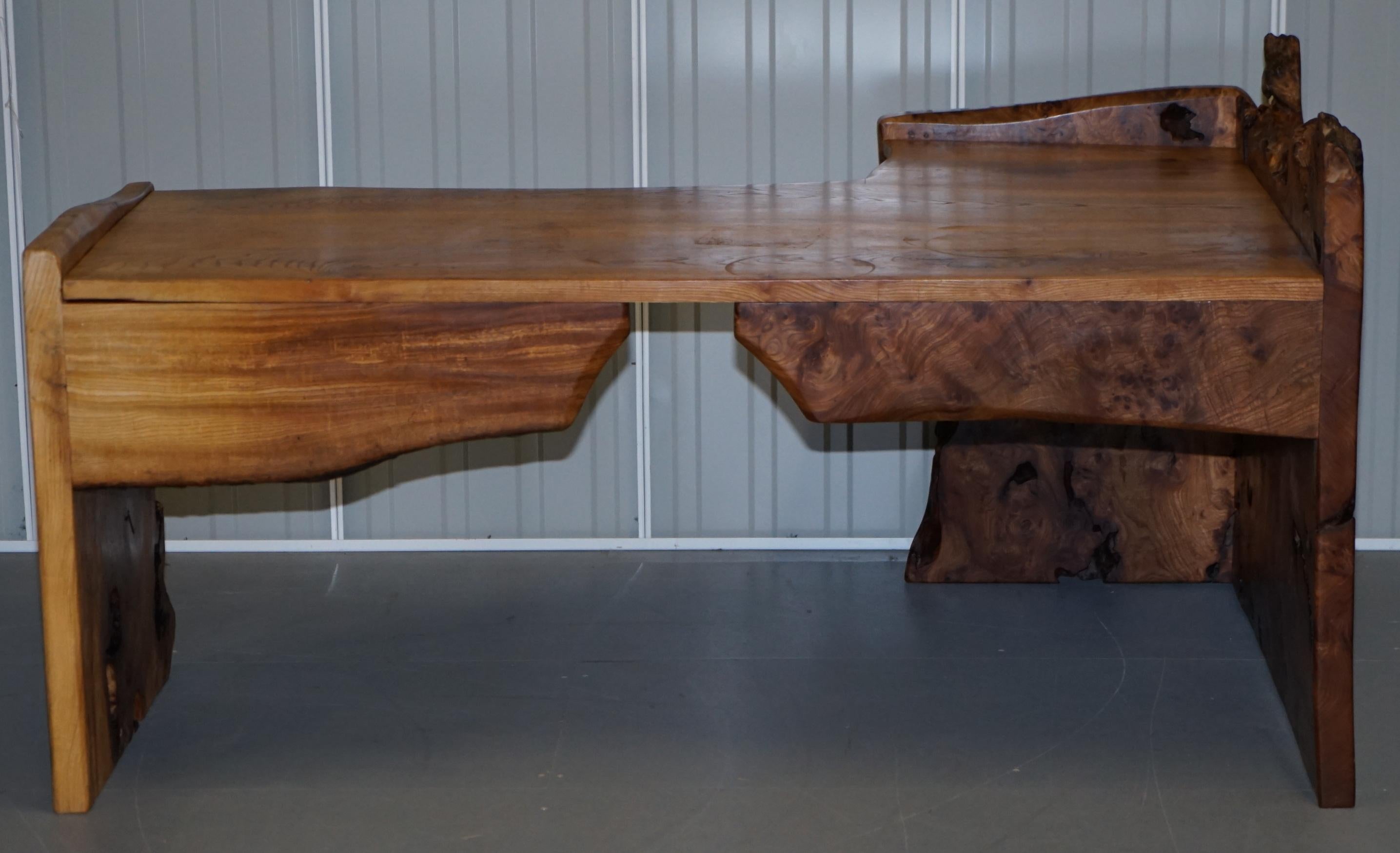 Rare Huge Slabbed Burr Elm Desk or Writing Table from the Tim Stead Workshop 1