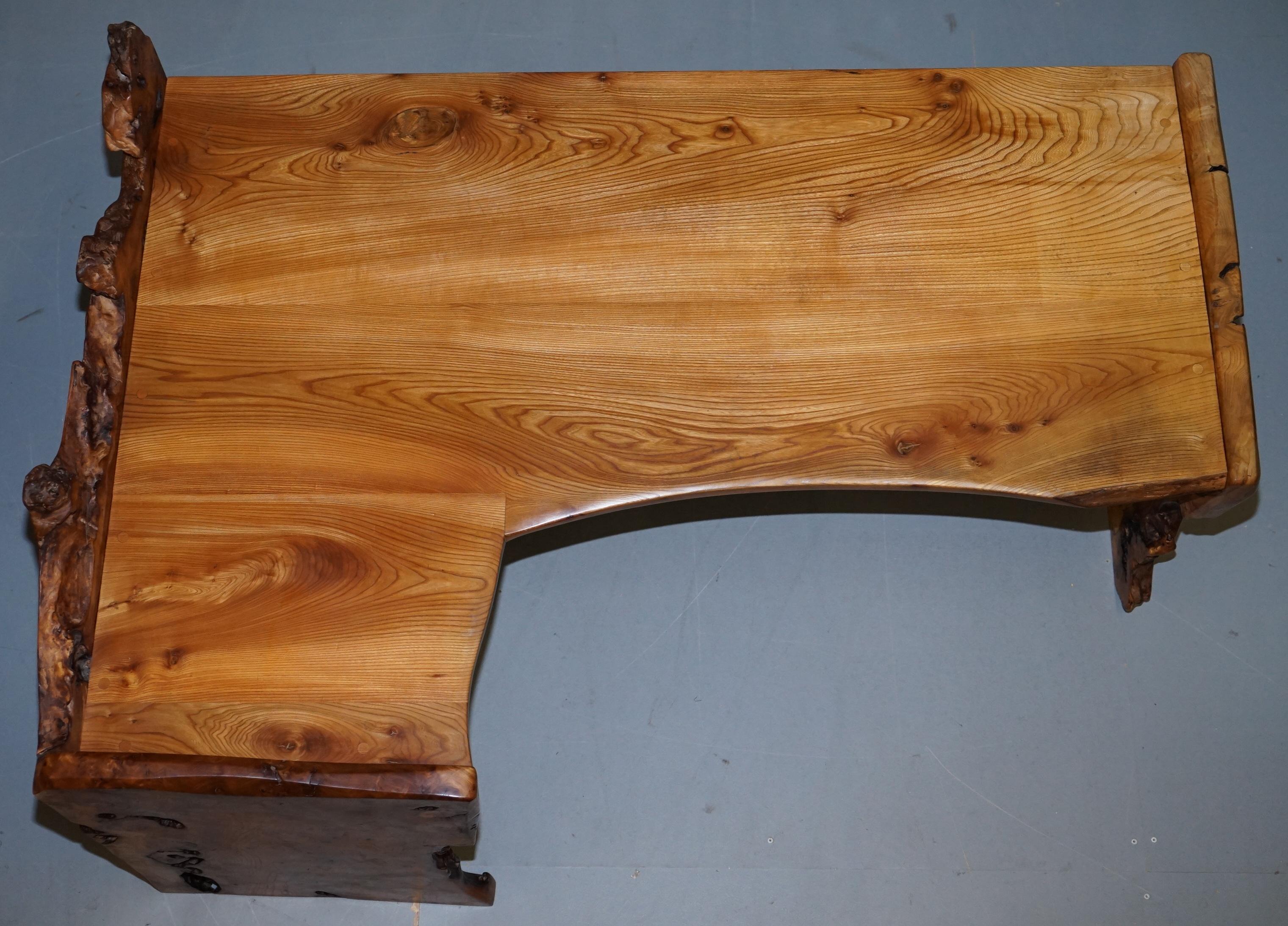 Rare Huge Slabbed Burr Elm Desk or Writing Table from the Tim Stead Workshop 6