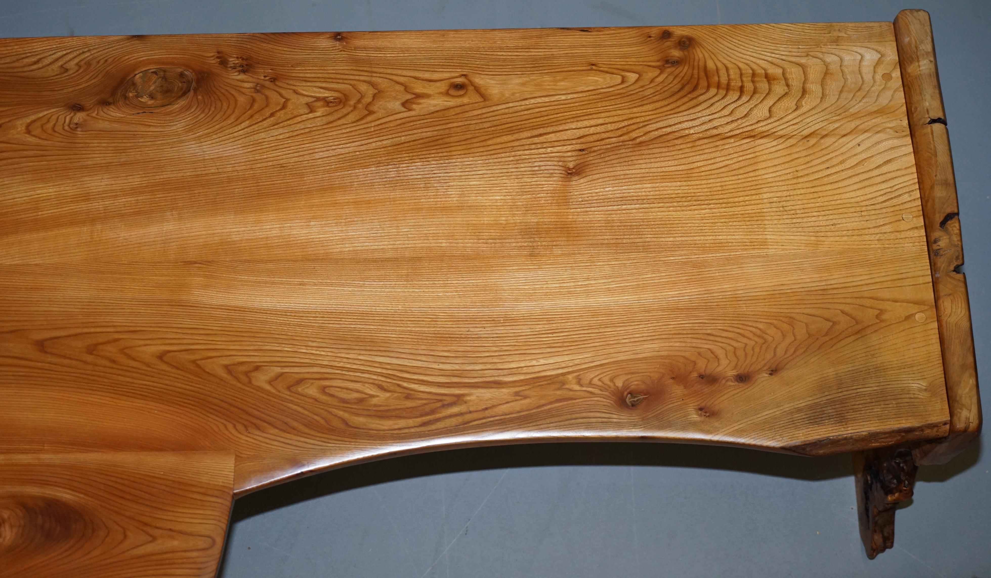Rare Huge Slabbed Burr Elm Desk or Writing Table from the Tim Stead Workshop 7