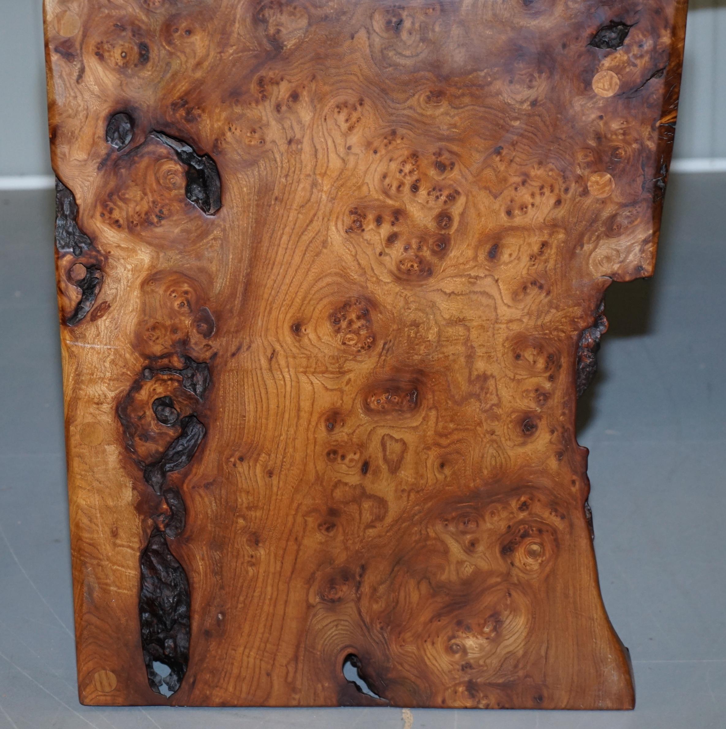 English Rare Huge Slabbed Burr Elm Desk or Writing Table from the Tim Stead Workshop