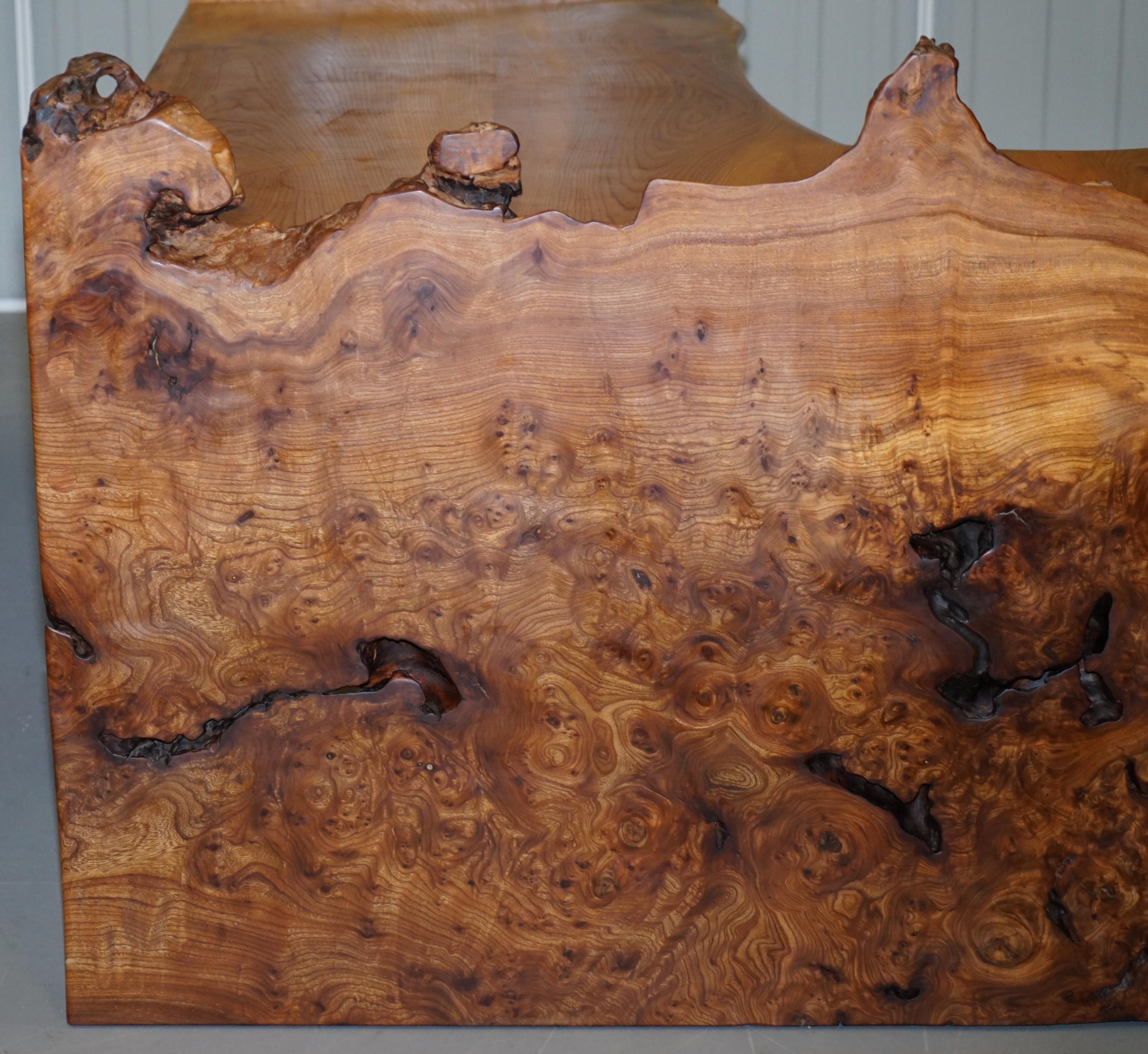 Rare Huge Slabbed Burr Elm Desk or Writing Table from the Tim Stead Workshop In Good Condition In West Sussex, Pulborough
