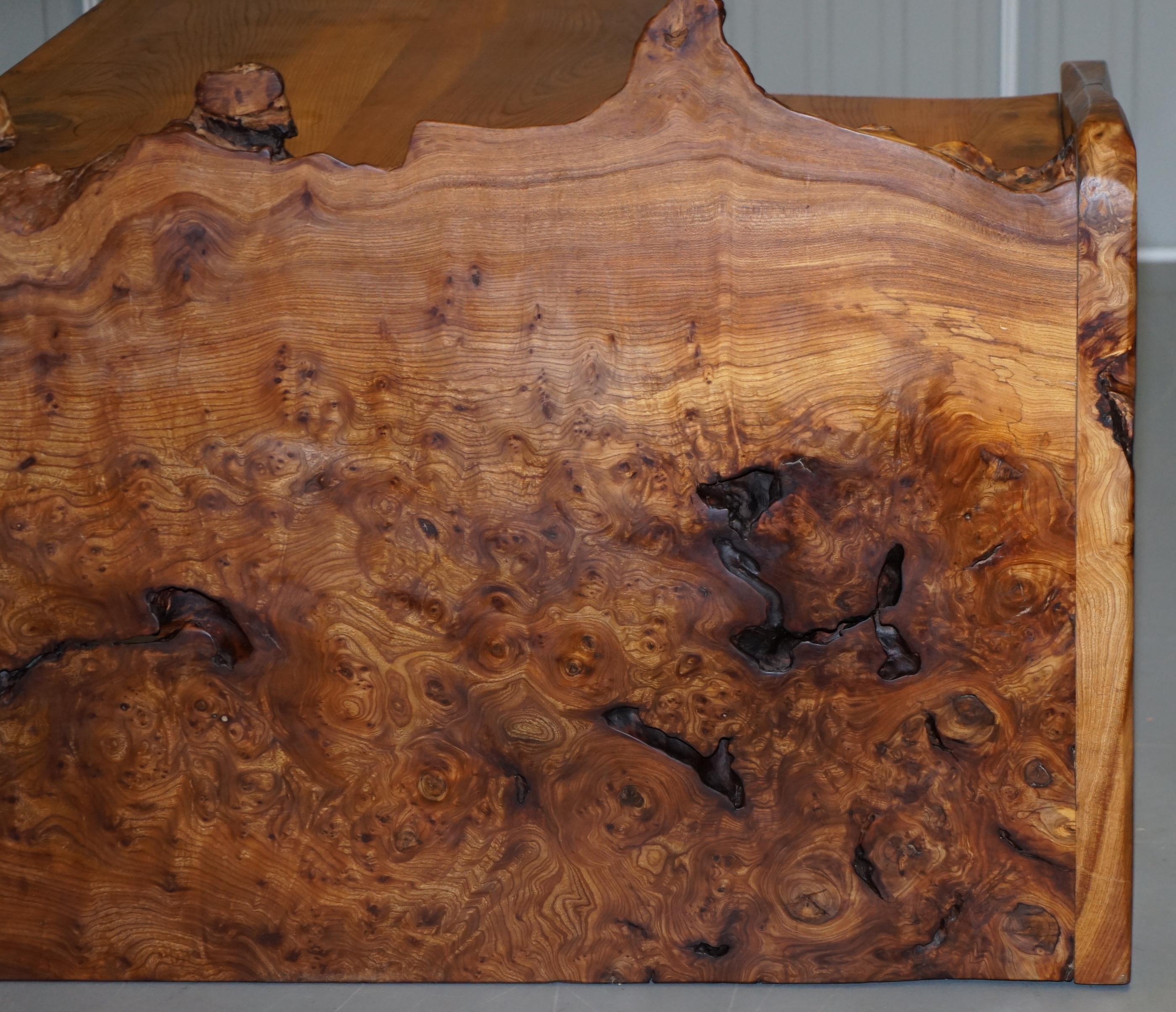 20th Century Rare Huge Slabbed Burr Elm Desk or Writing Table from the Tim Stead Workshop