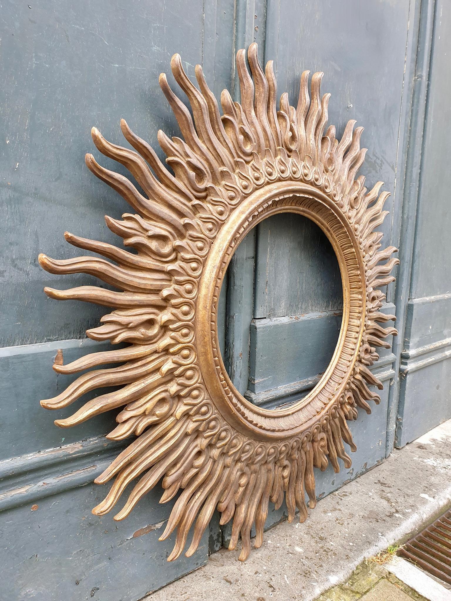 Hollywood Regency Rare Huge Sunburst Mirror For Sale