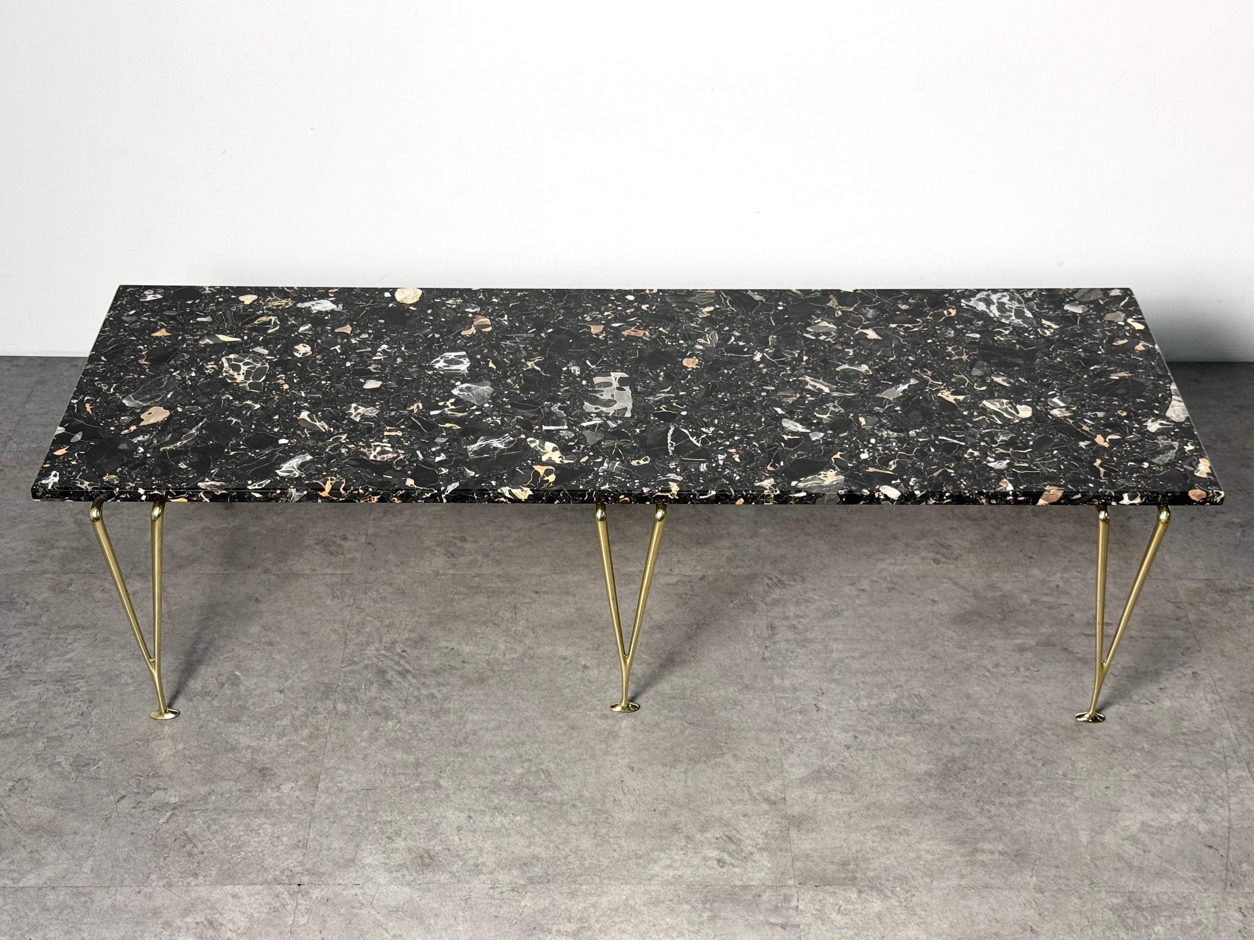 Mid-Century Modern Hugh Acton Rare banc à pieds sculptés en laiton des années 1960 en vente
