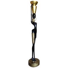 Vintage Rare Human Sized Figurine, Floor Lamp of a Beautiful African Woman by Hagenauer