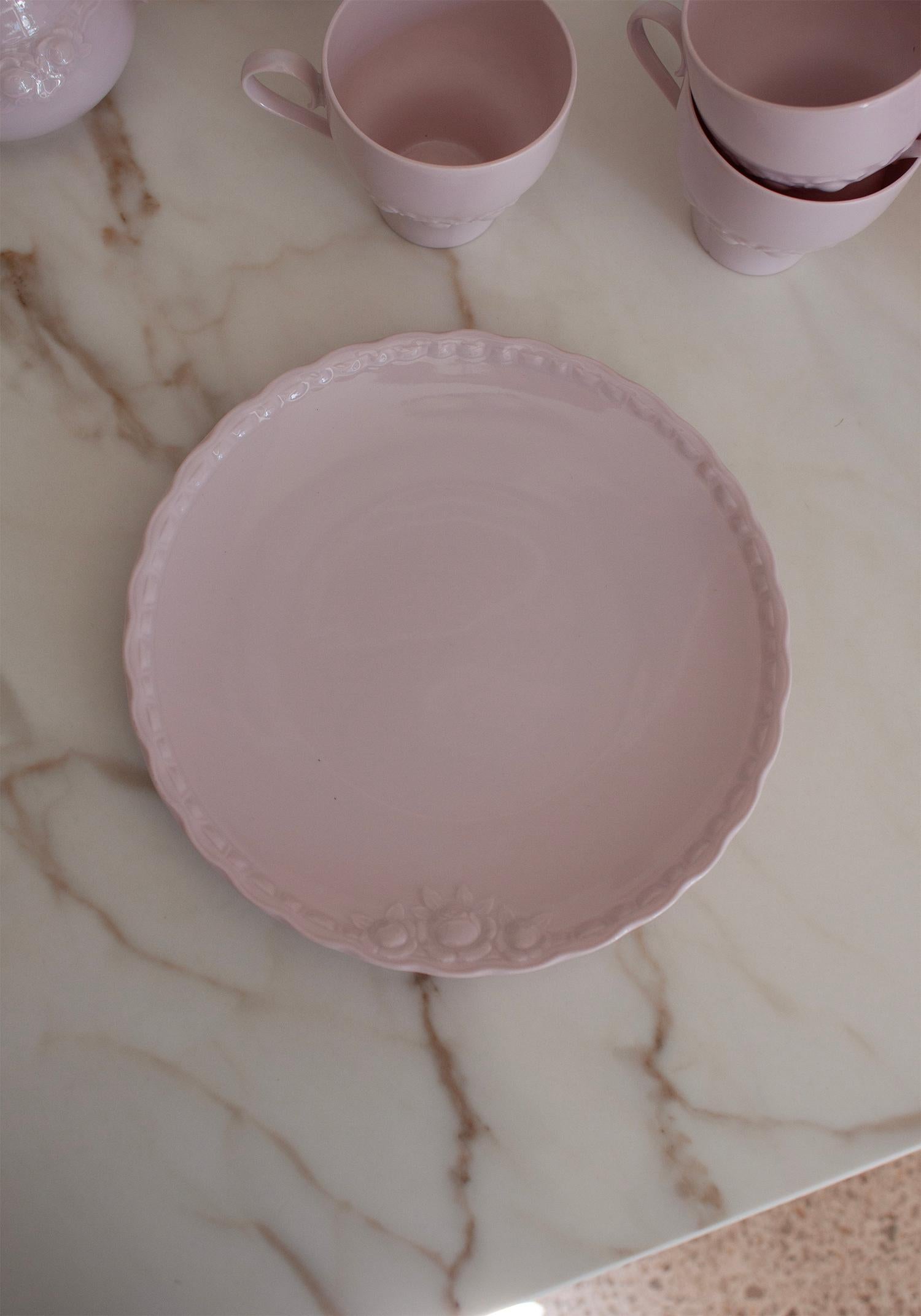 Raro set da tè completo Hutschenreuther rosa cipria modello Dragen-Rose in vendita 6