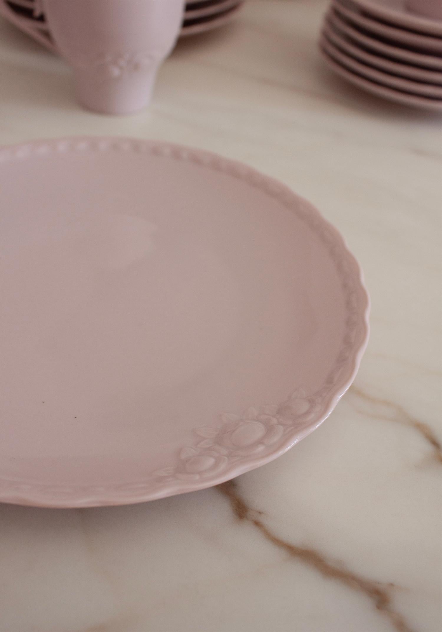 Raro set da tè completo Hutschenreuther rosa cipria modello Dragen-Rose in vendita 7