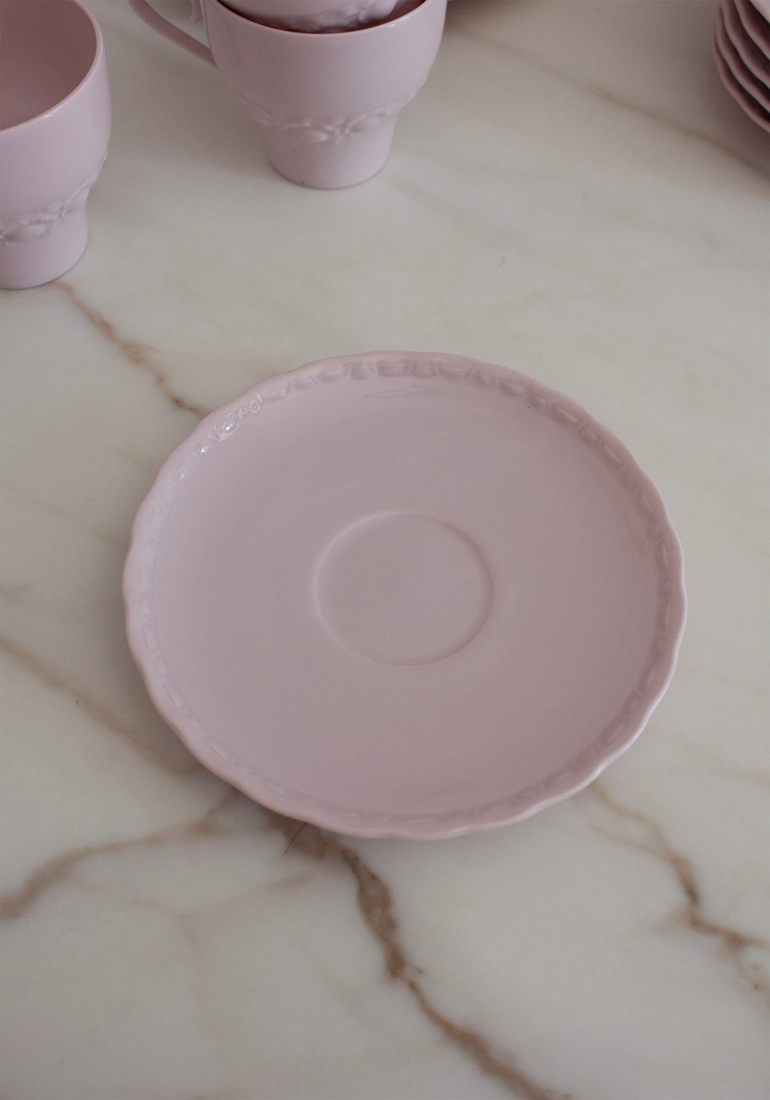 Raro set da tè completo Hutschenreuther rosa cipria modello Dragen-Rose in vendita 8