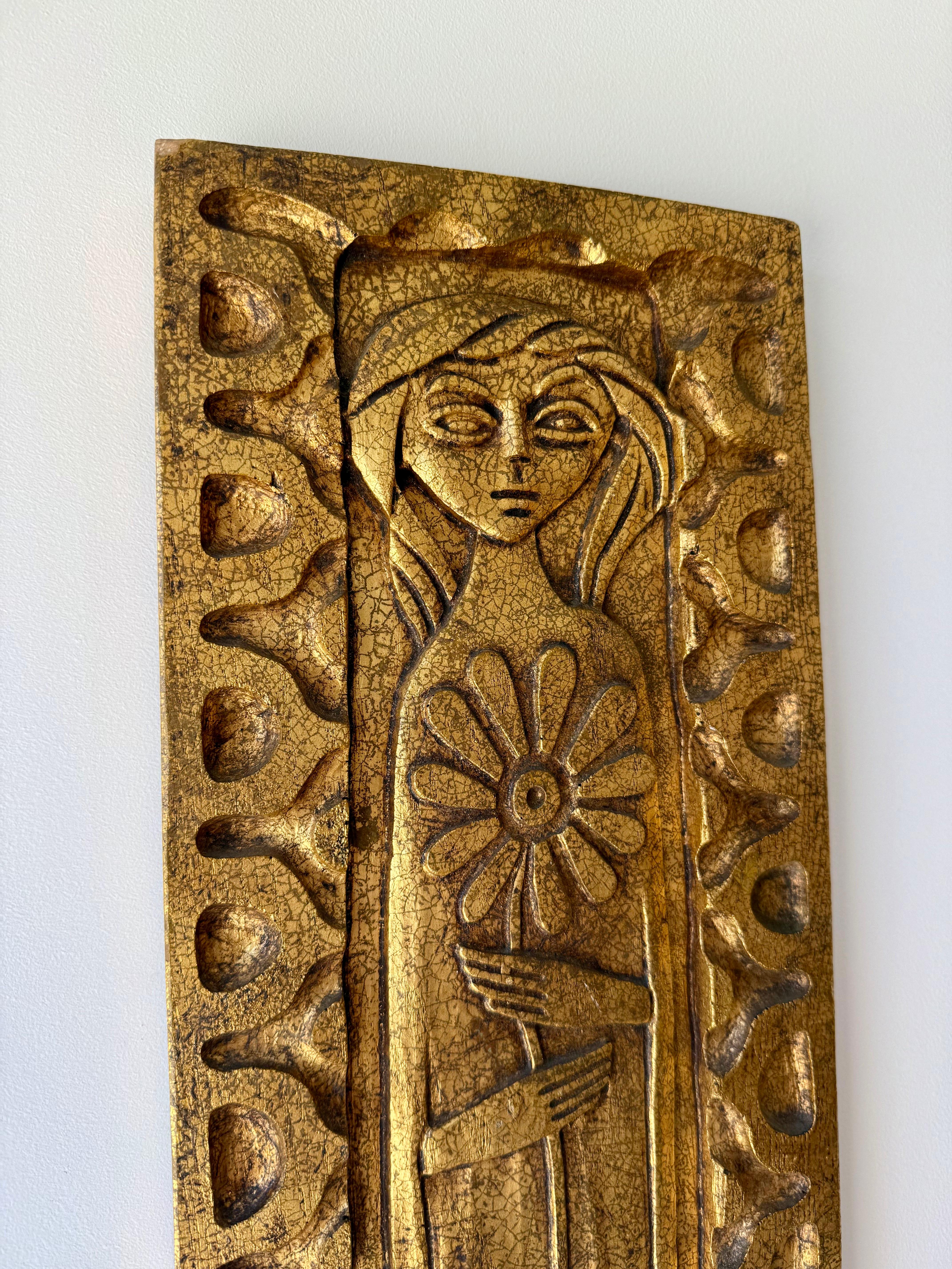 Rare Hydastone “Flora de Madera” Panel by Evelyn Ackerman, 1960s Moderno de mediados de siglo en venta