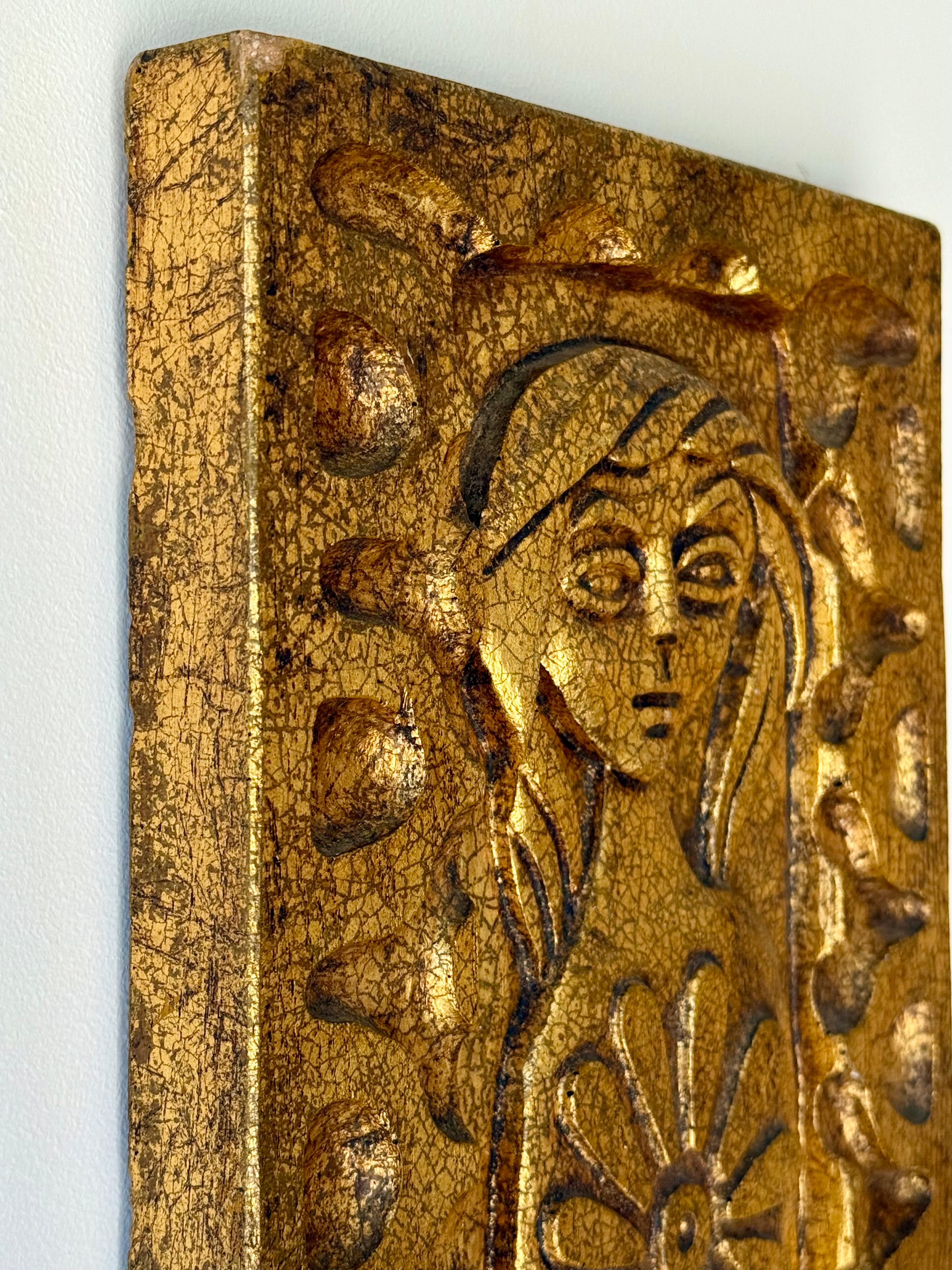 Rare Hydastone “Flora de Madera” Panel by Evelyn Ackerman, 1960s Tallado en venta