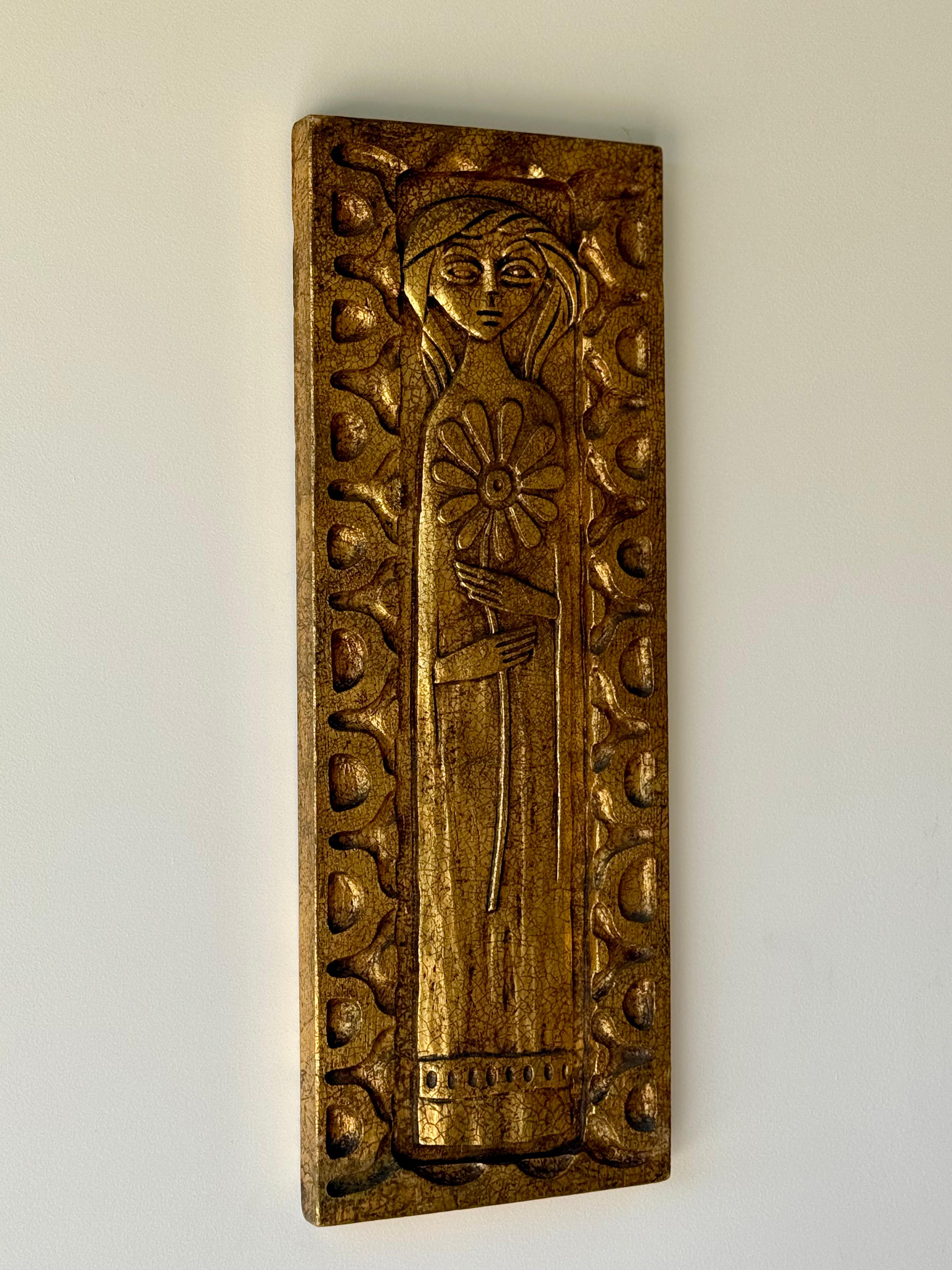 Rare Hydastone “Flora de Madera” Panel by Evelyn Ackerman, 1960s en Bueno estado para la venta en Oceanside, US