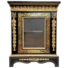 Rare Hyppolite Pretot, Napoleon III Cabinet in Boulle Marquetry, France